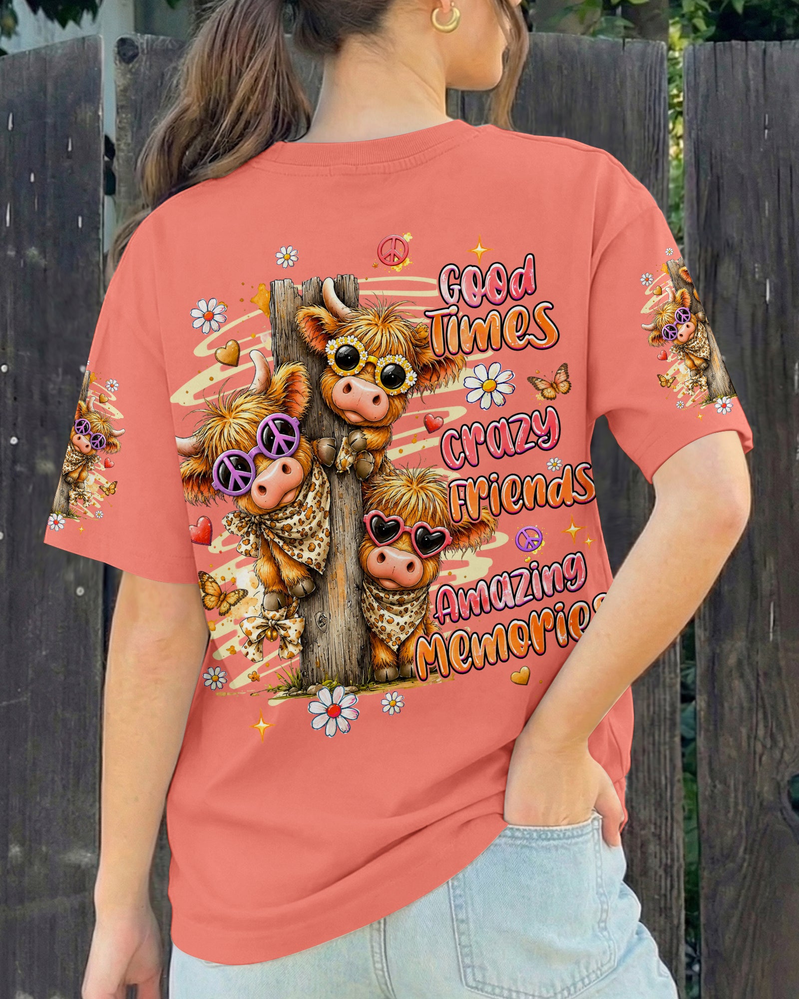 GOOD TIMES CRAZY FRIENDS HIGHLAND COW ALL OVER PRINT - TLHG0807261