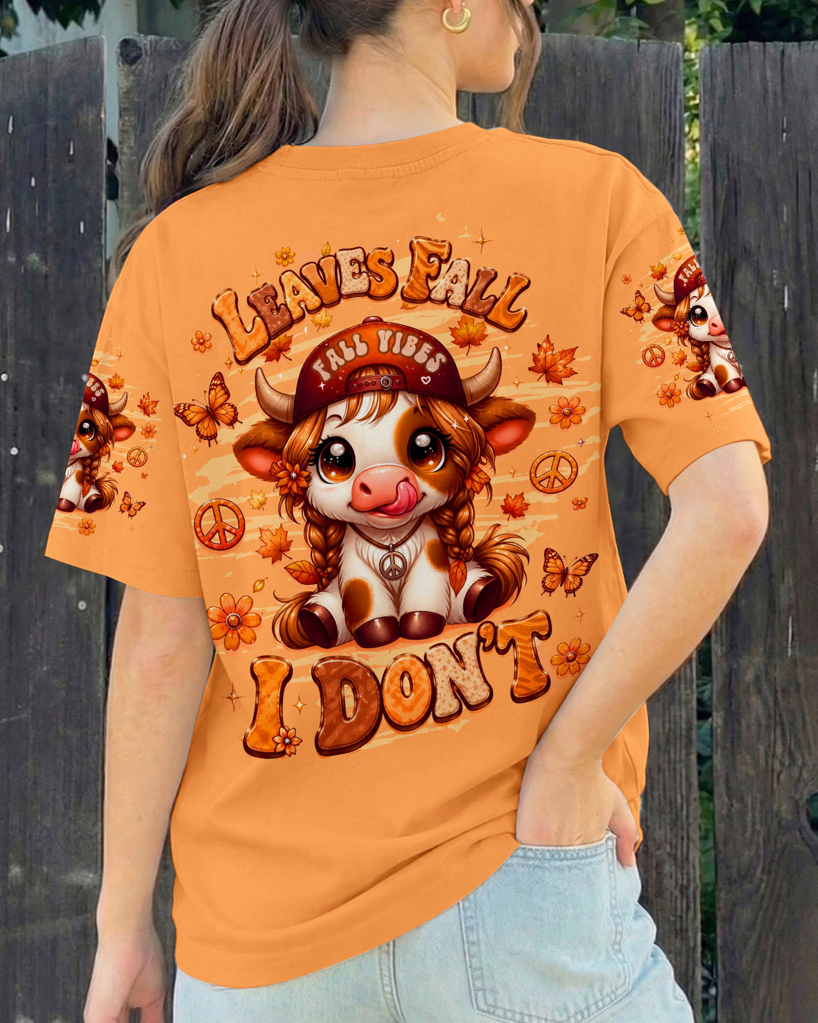 LEAVES FALL I DON'T HIGHLAND COW AUTUMN ALL OVER PRINT - TLTW2707264