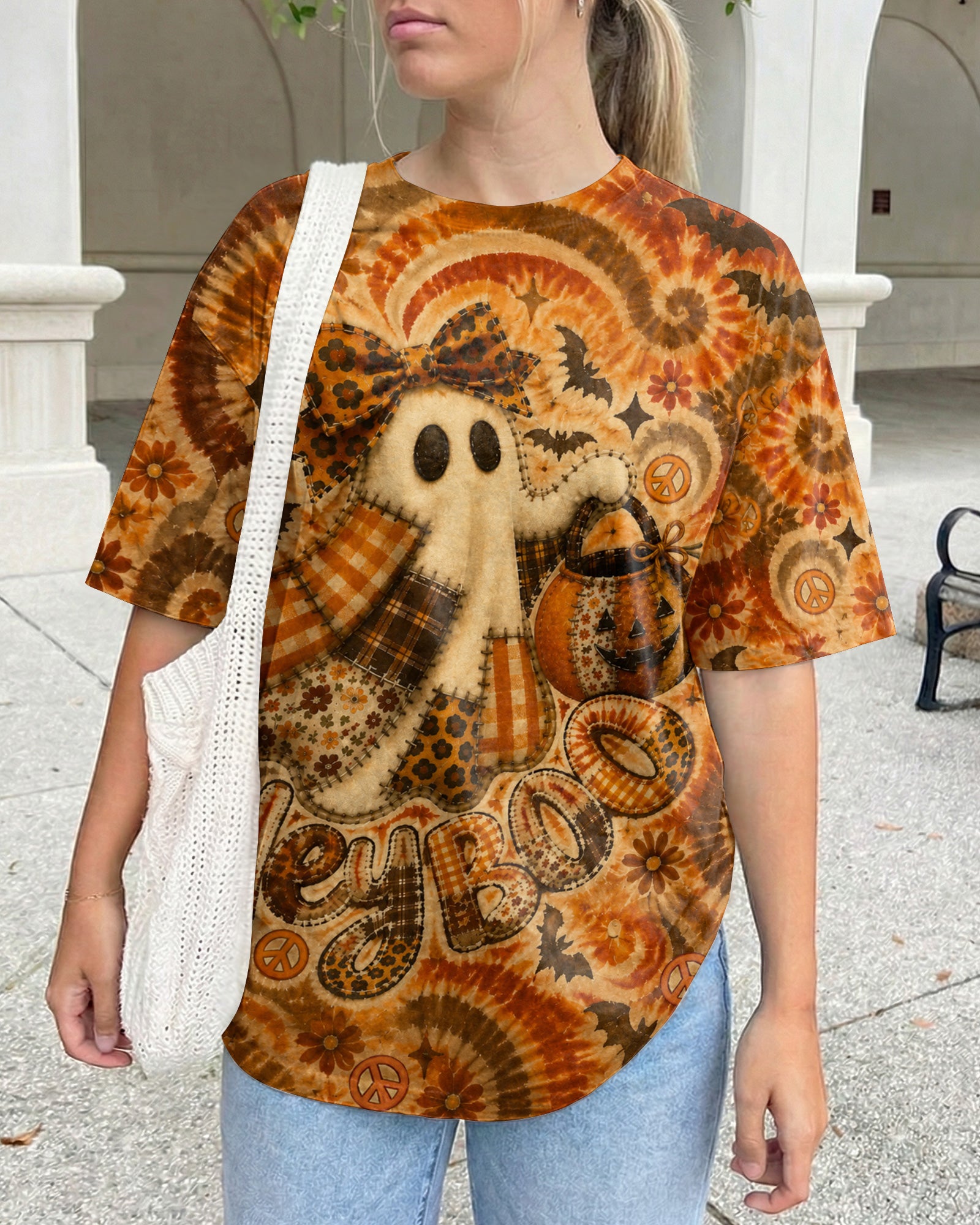 HEY BOO PATCHWORK GHOST HALLOWEEN ALL OVER PRINT - KMTM2707261