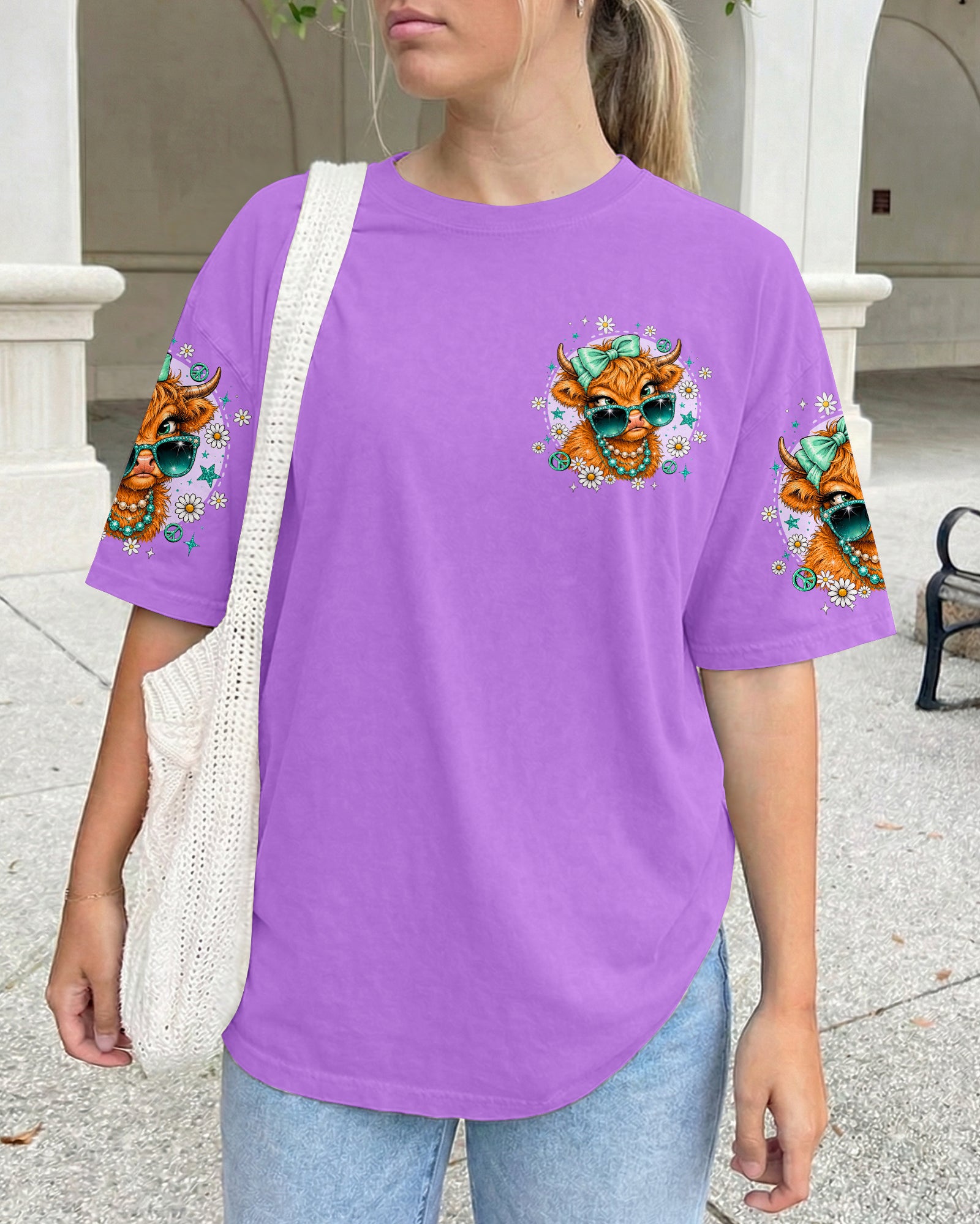 TOO GLAM TO GIVE A DAMN HIGHLAND COW ALL OVER PRINT - TLTW2207264