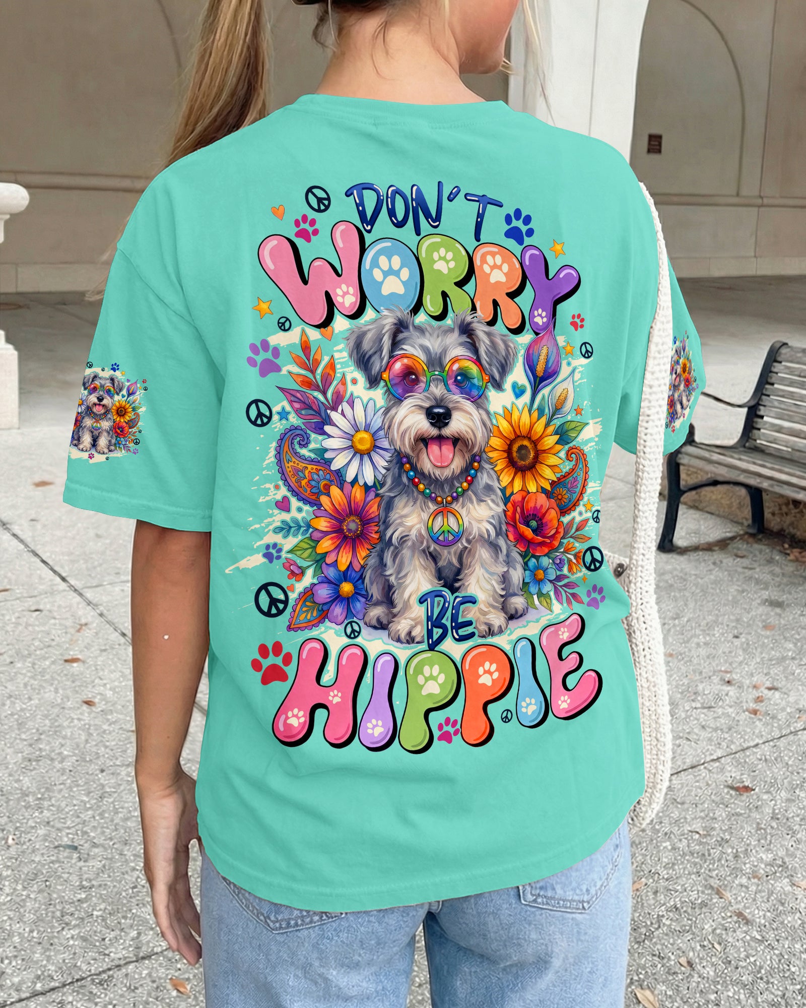 DON'T WORRY BE HIPPIE SCHNAUZER DOG ALL OVER PRINT - TYQY0605261