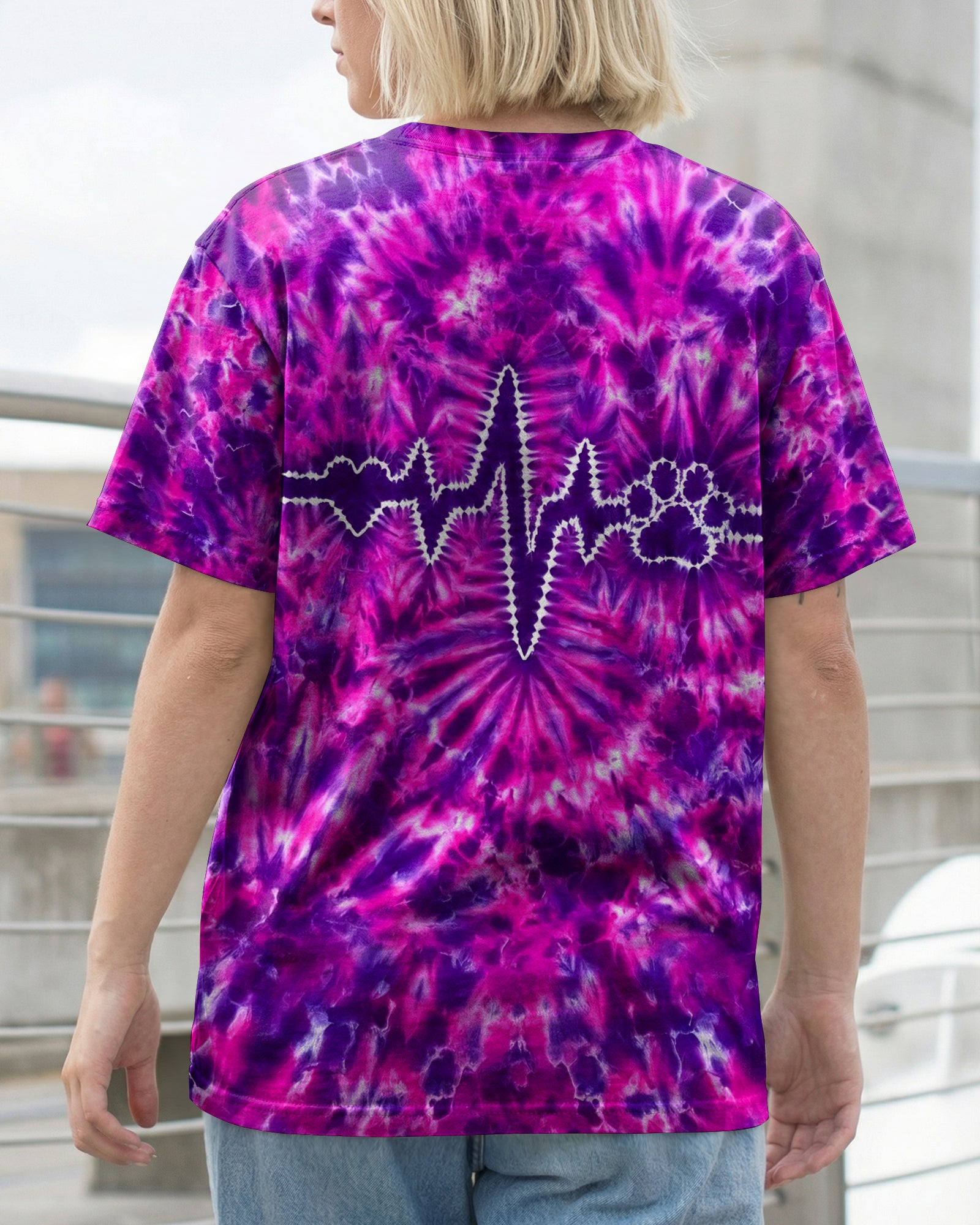 HEARTBEAT PAW PRINT PURPLE PINK BURST ALL OVER PRINT - TLHG1706261
