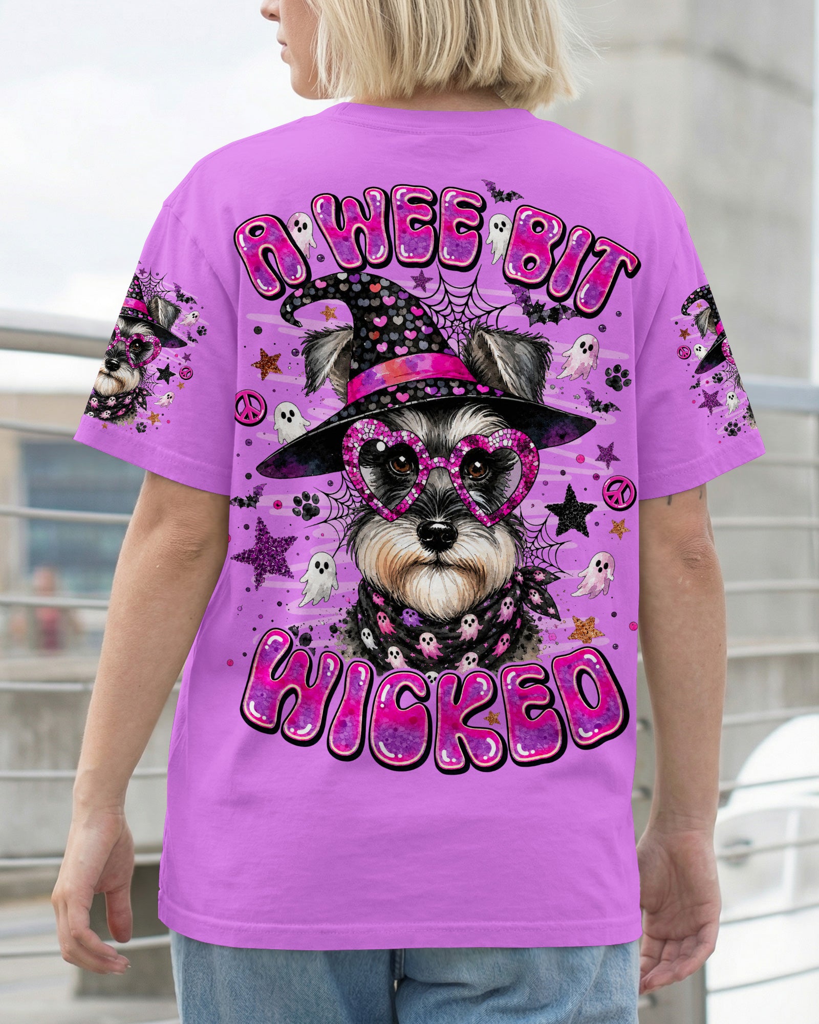 A WEE BIT WICKED WITCH SCHNAUZER DOG HALLOWEEN ALL OVER PRINT - TLNO1707262