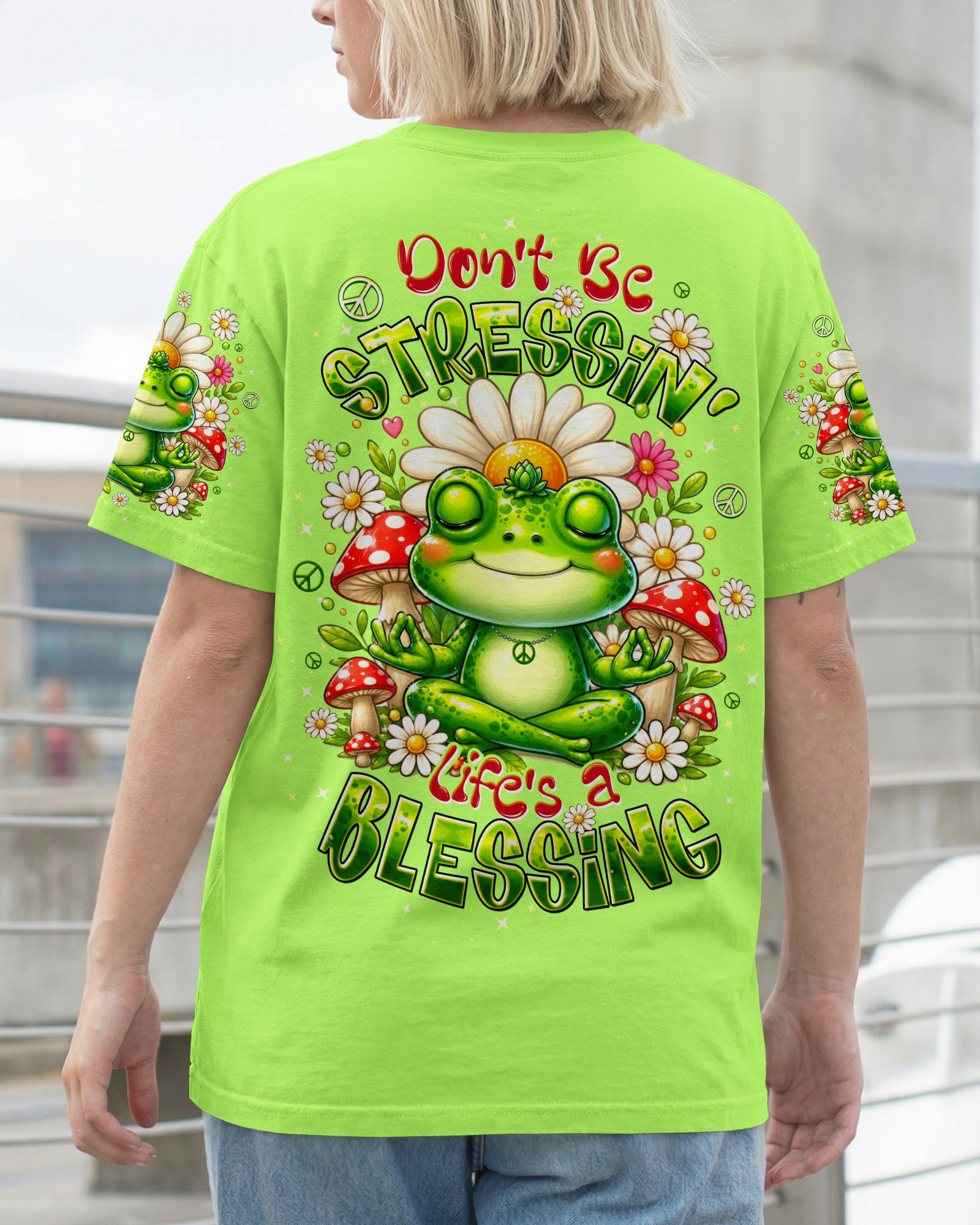 DON'T BE STRESSIN' FROG ALL OVER PRINT - TLTW1307263