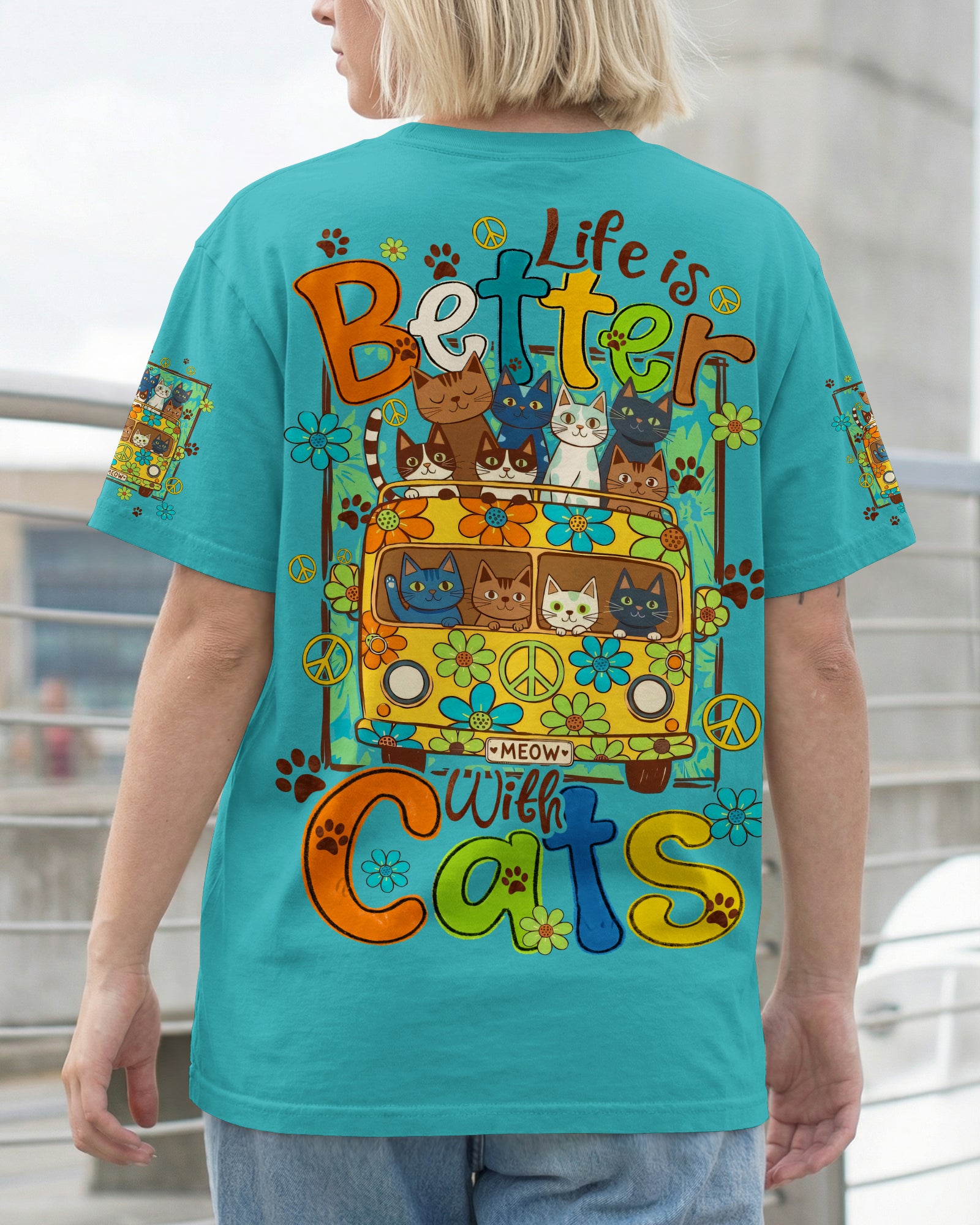 LIFE IS BETTER WITH CATS ALL OVER PRINT - TYQY2206261