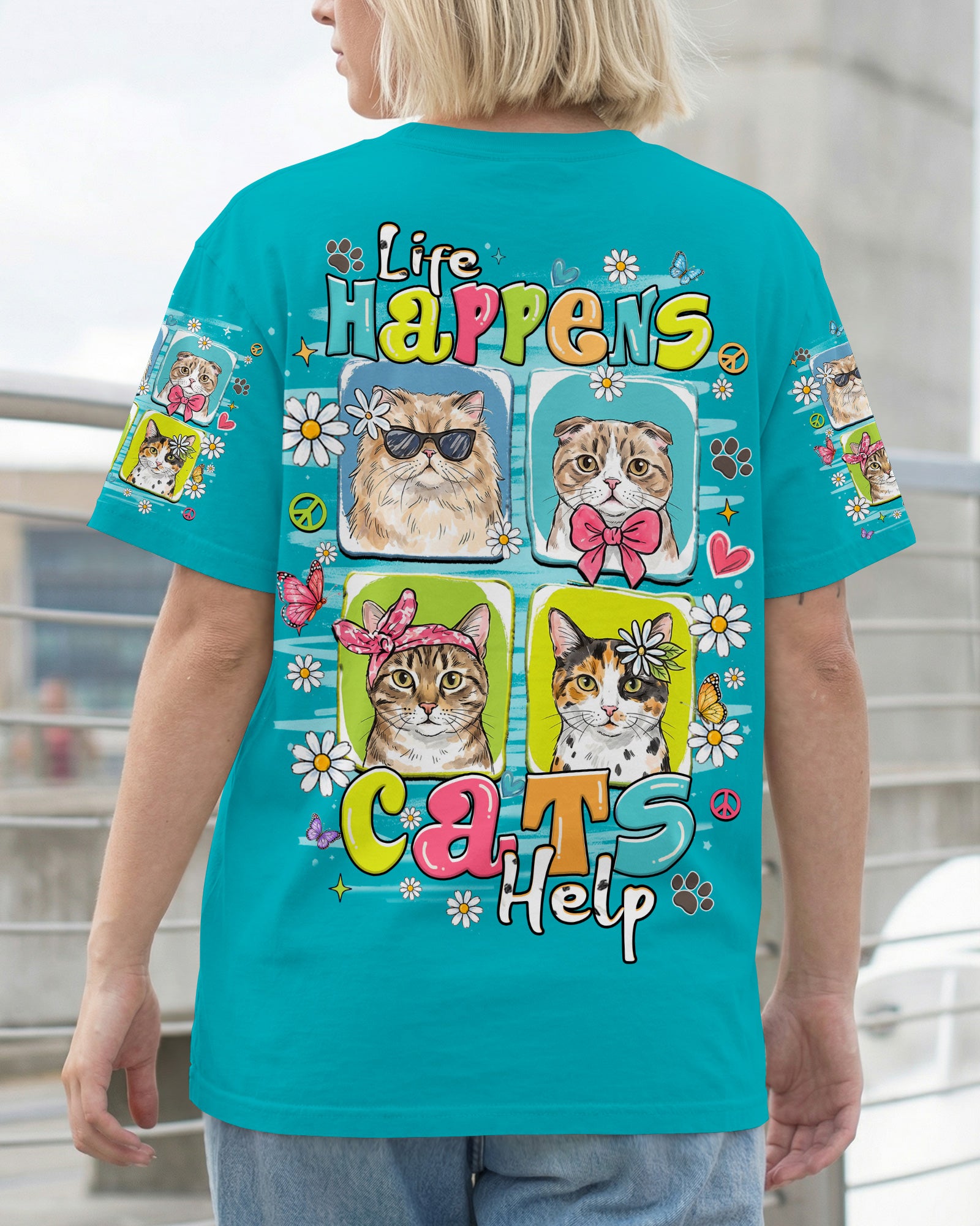 LIFE HAPPENS CATS HELP ALL OVER PRINT - TLHN2907264