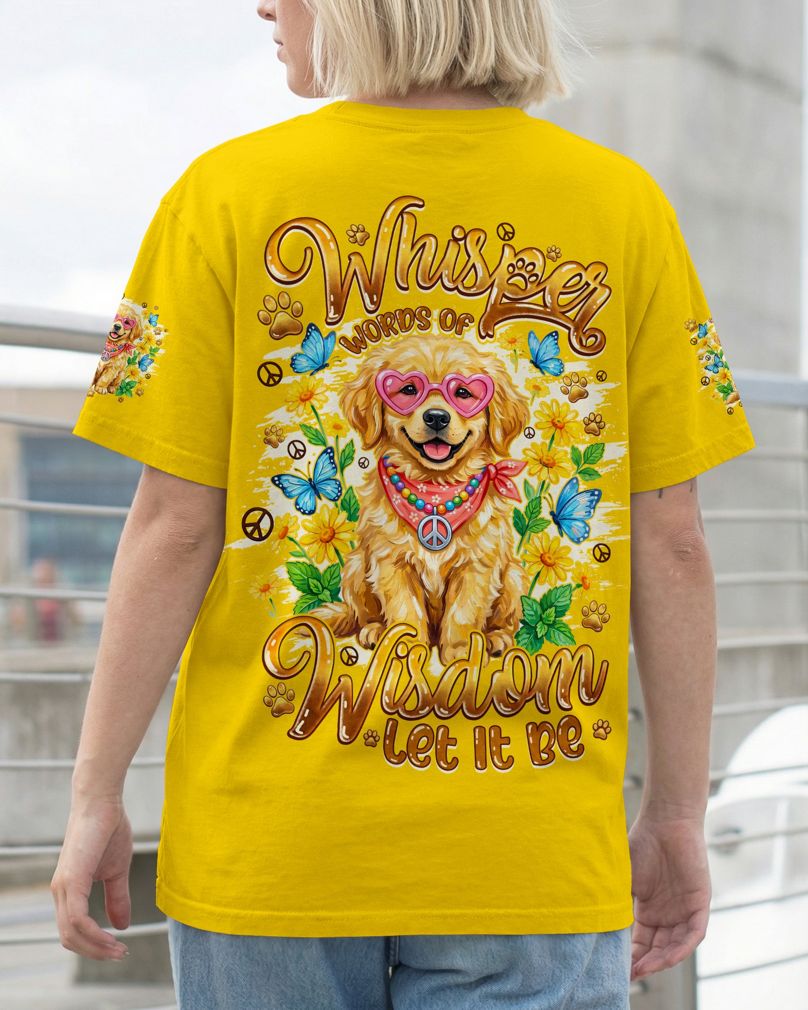 WHISPER WORDS OF WISDOM LET IT BE GOLDEN RETRIEVER PUPPY DOG ALL OVER PRINT - TYQY1105262