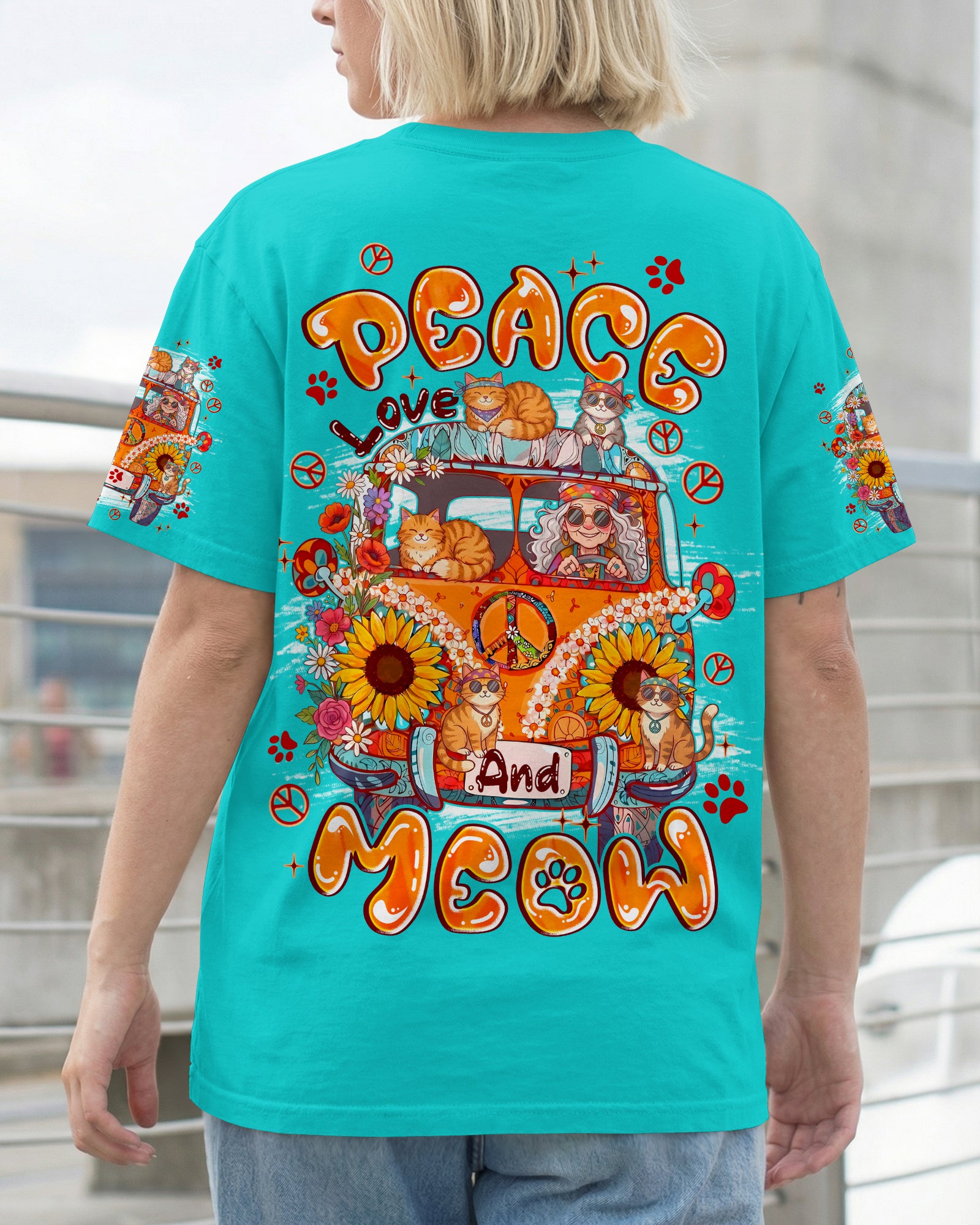 PEACE LOVE AND MEOW ALL OVER PRINT - TYPQ2107261