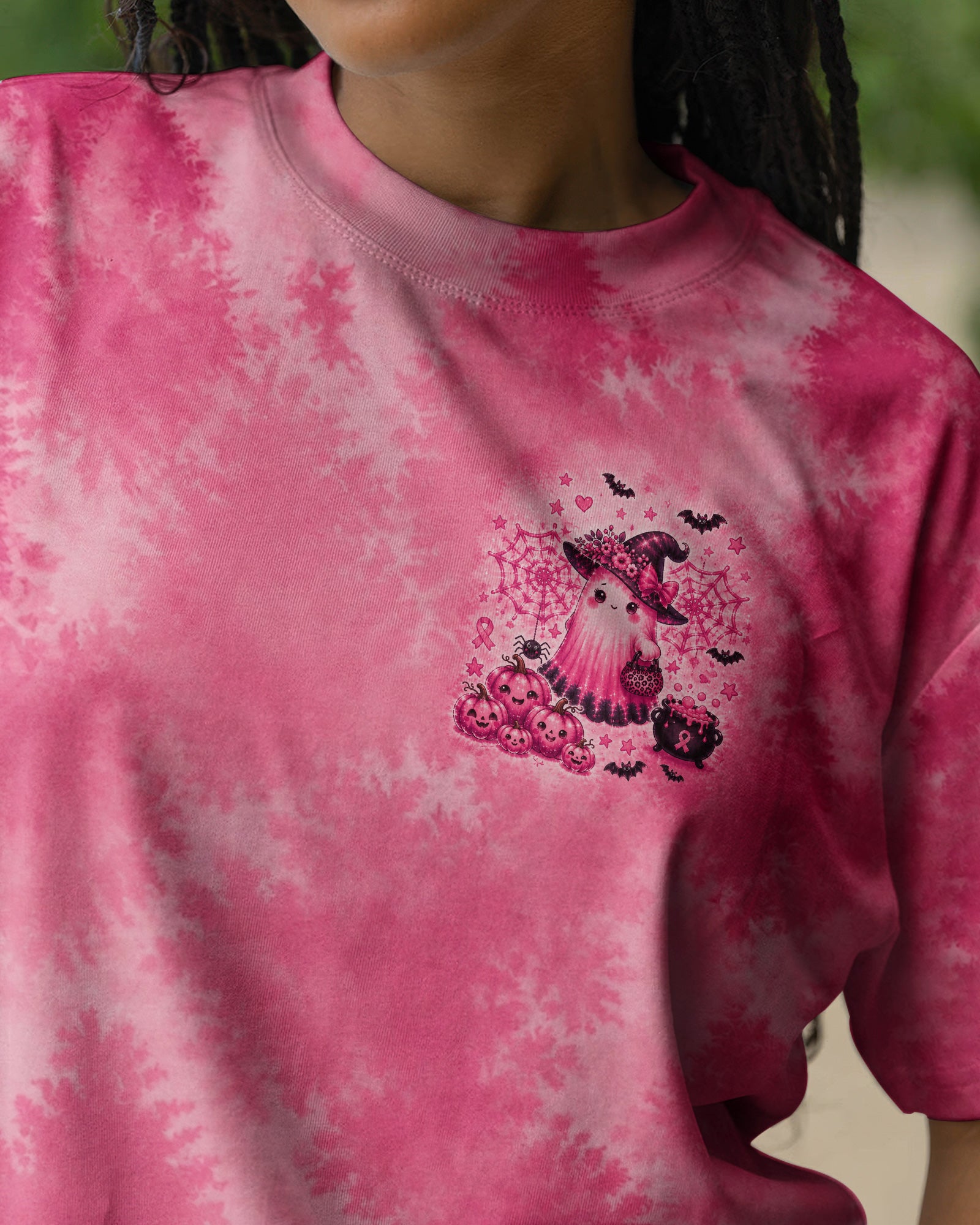 IN OCTOBER WE WEAR PINK WITCHY GHOST ALL OVER PRINT - KMTM2107261