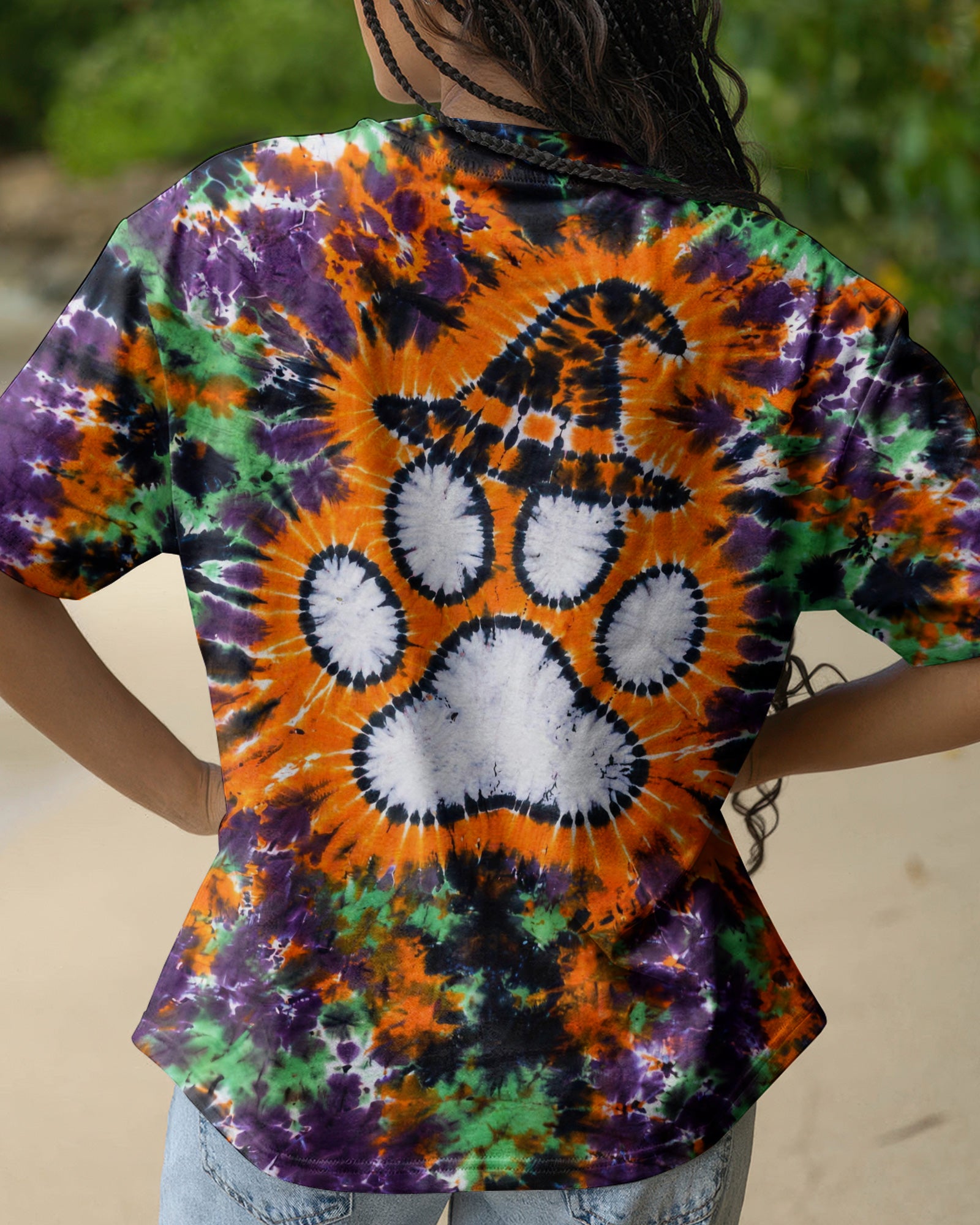 PAW PRINT WITCH HAT  HALLOWEEN BURST ALL OVER PRINT - TLHG2207261