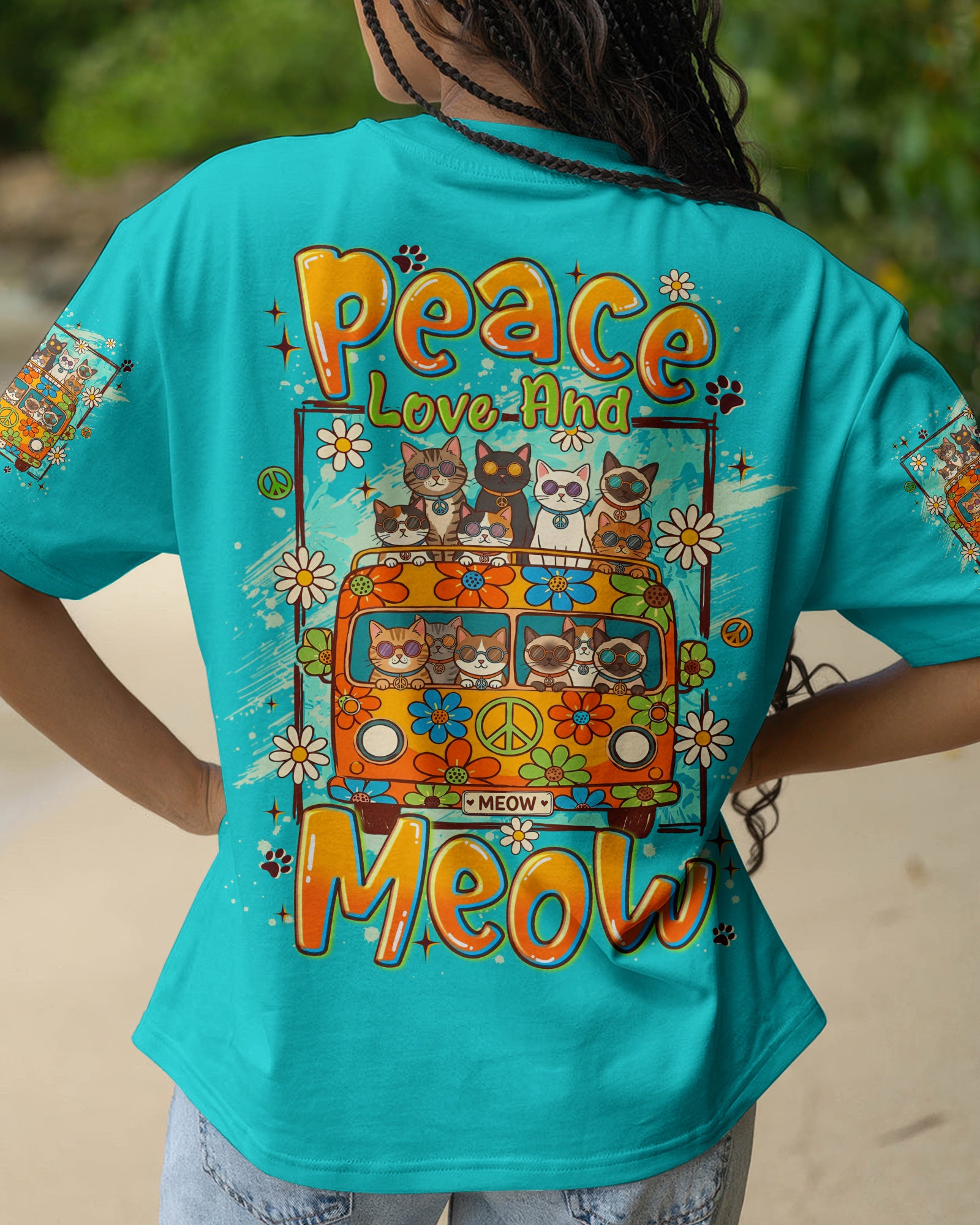 PEACE LOVE AND MEOW CATS ALL OVER PRINT - TYLN2407263