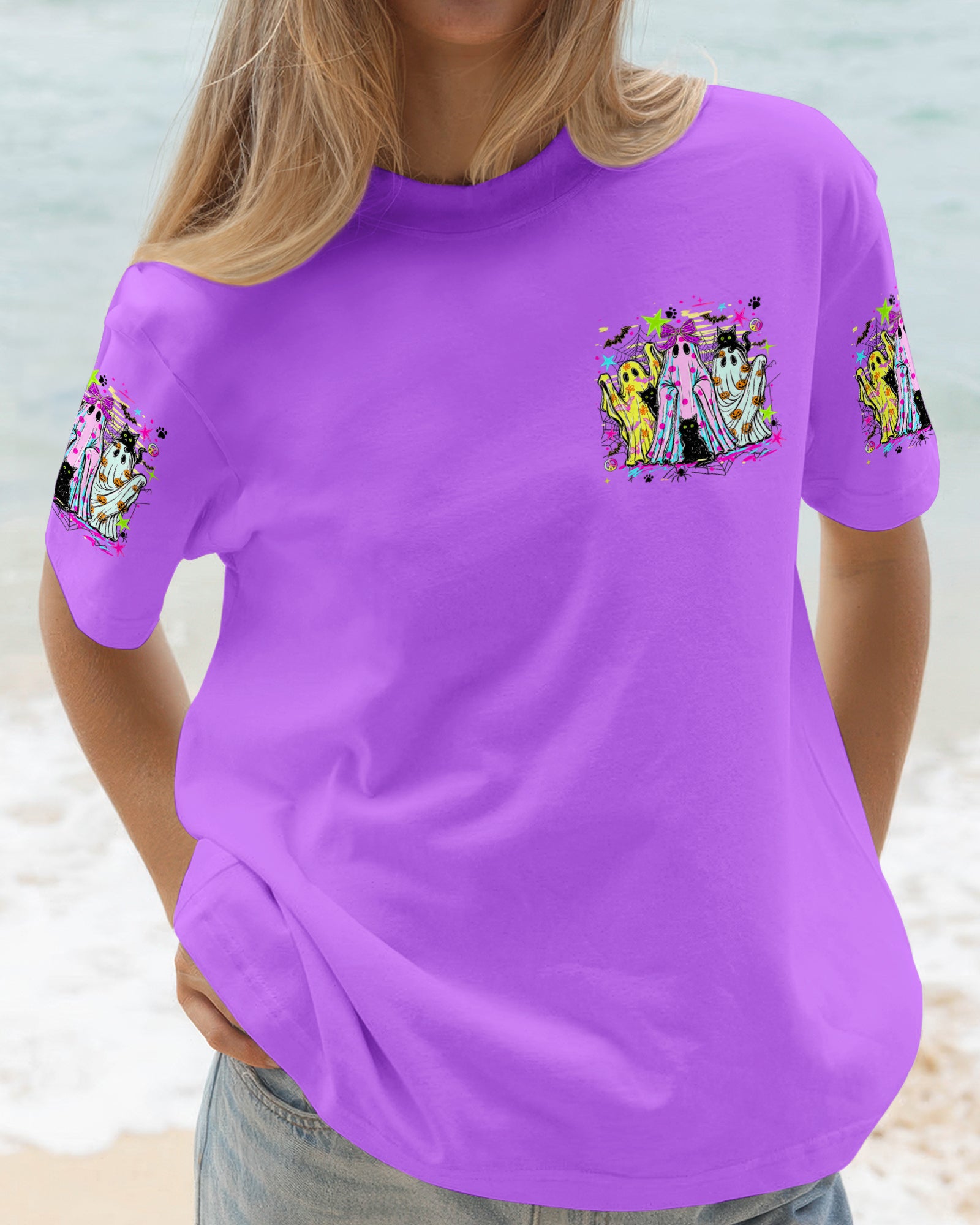 LET'S GO GHOULS BOO BLACK CAT HALLOWEEN ALL OVER PRINT - TLHN1707261