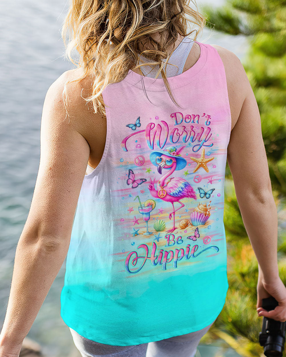 DON'T WORRY BE HIPPIE FLAMINGO ALL OVER PRINT - YHLT2405244