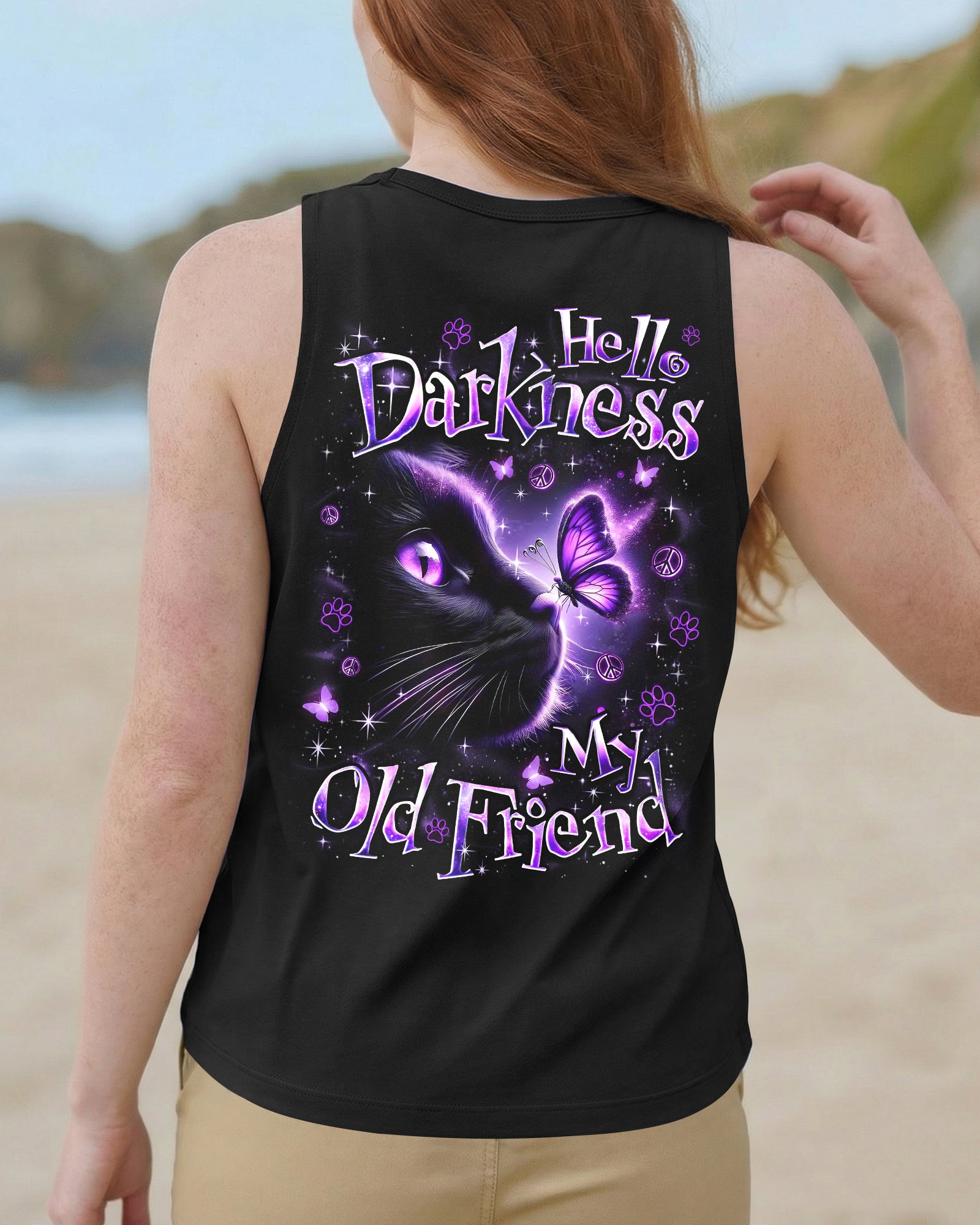 HELLO DARKNESS MY OLD FRIEND CAT AND BUTTERFLY ALL OVER PRINT - TYQY1203262