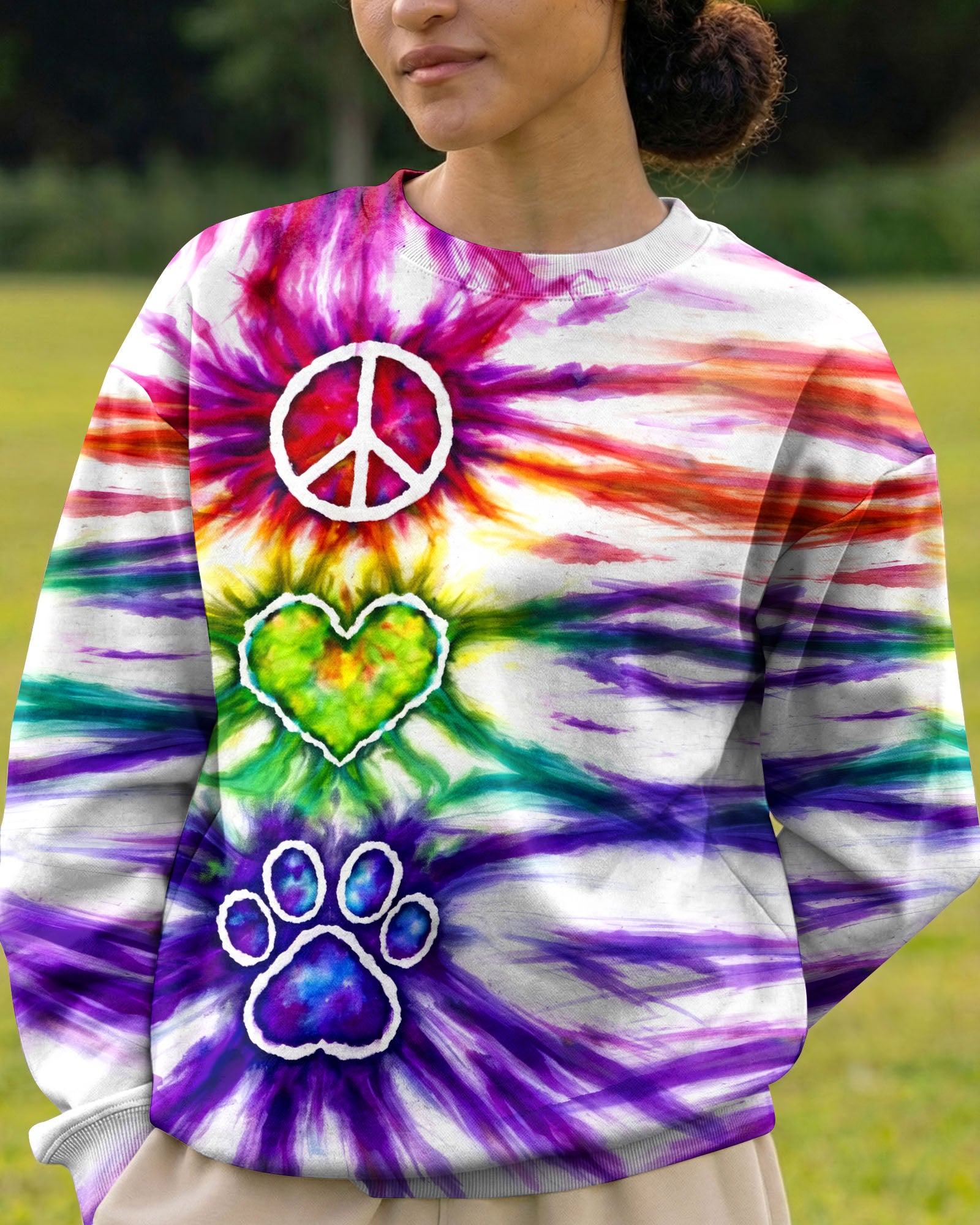 PEACE LOVE PAW PRINT SWIRL ALL OVER PRINT - TLHG2003263