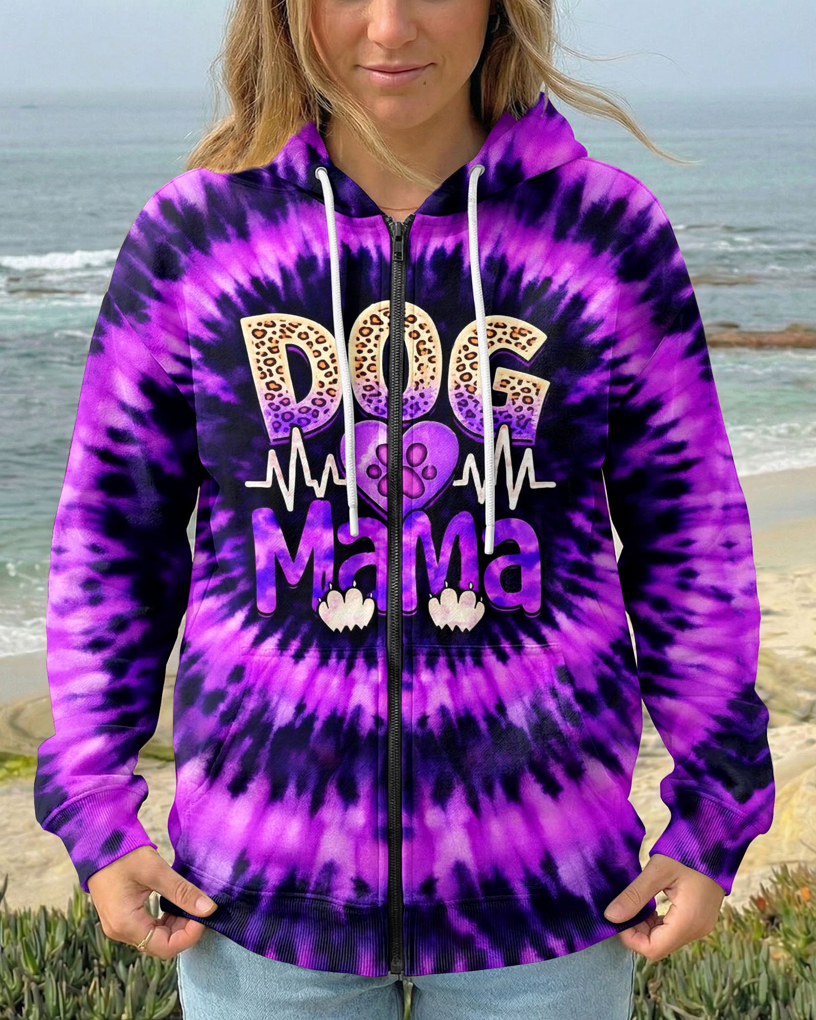 DOG MAMA PURPLE & BLACK SWIRL ALL OVER PRINT - TLHN0503262