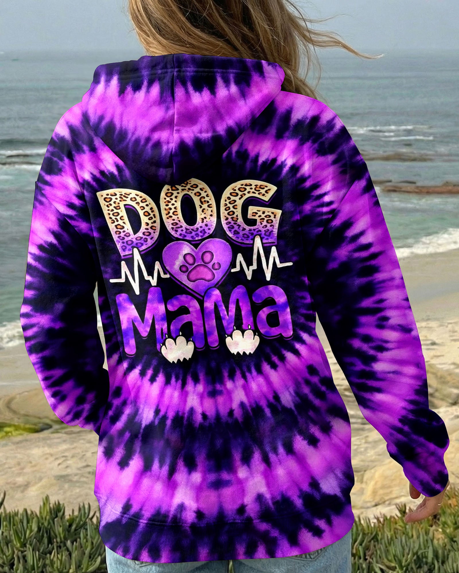 DOG MAMA PURPLE & BLACK SWIRL ALL OVER PRINT - TLHN0503262