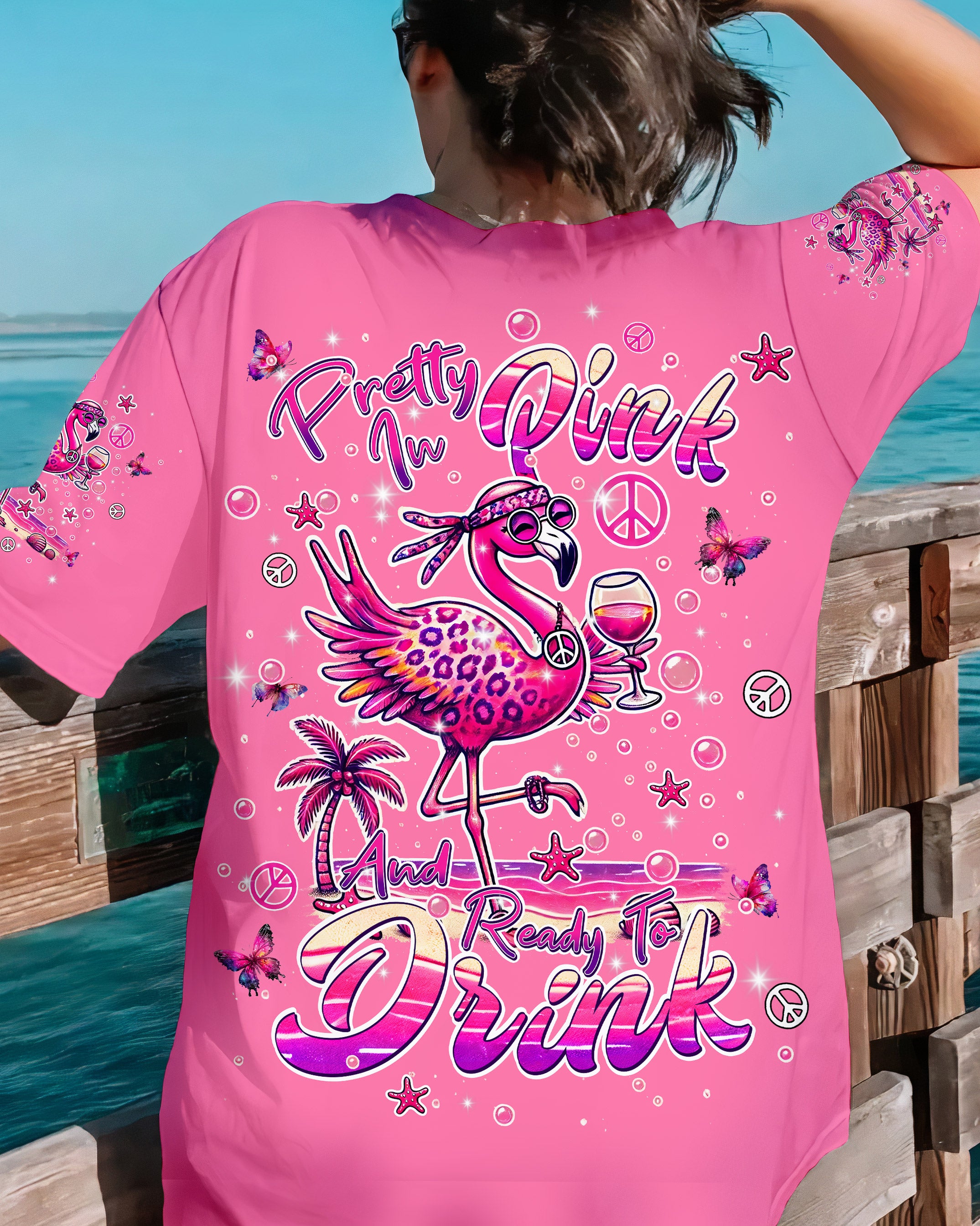 PRETTY IN PINK FLAMINGO ALL OVER PRINT - TLPQ0207243