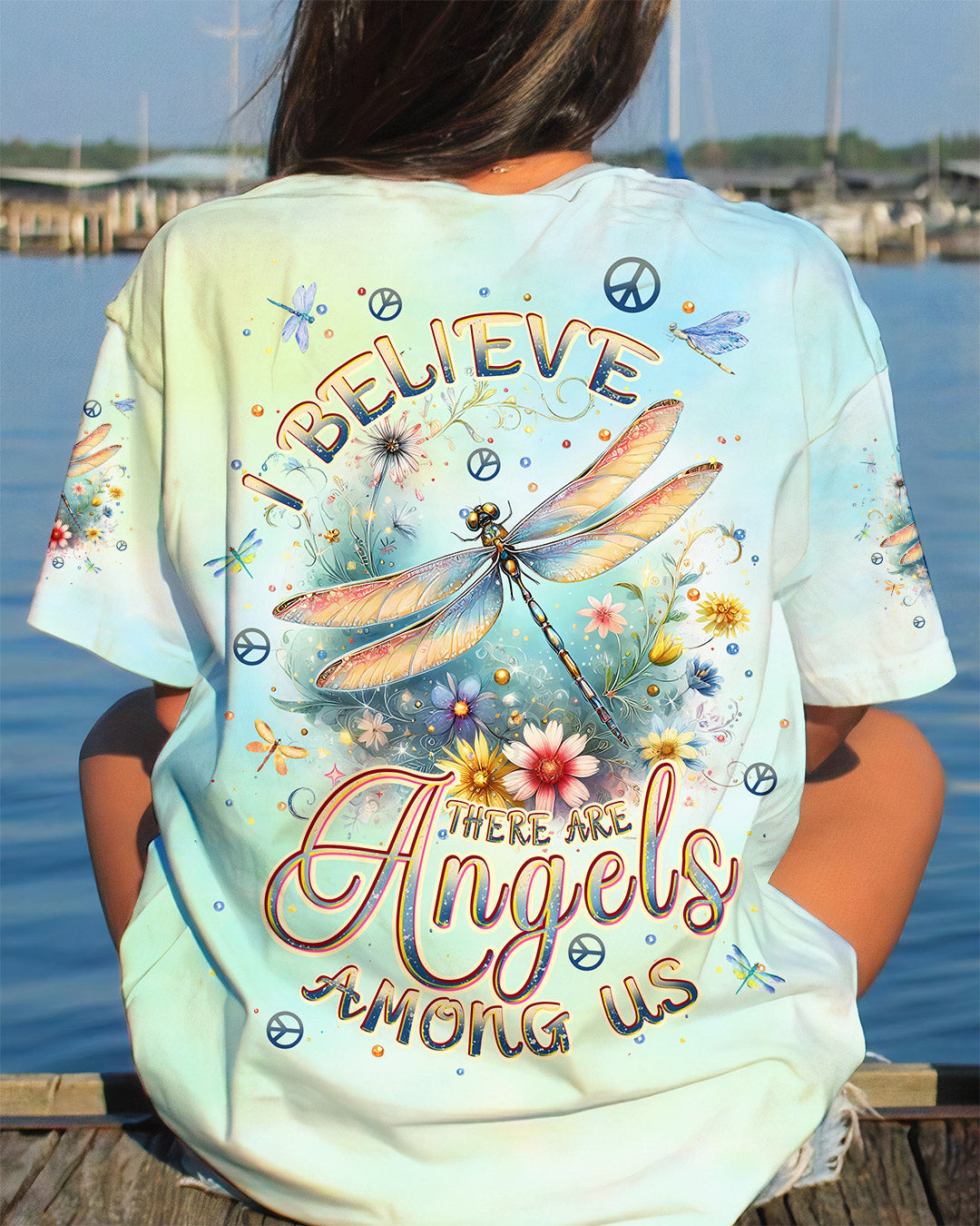 I BELIEVE THERE ARE ANGELS AMONG US DRAGONFLY ALL OVER PRINT - TLPQ0708241