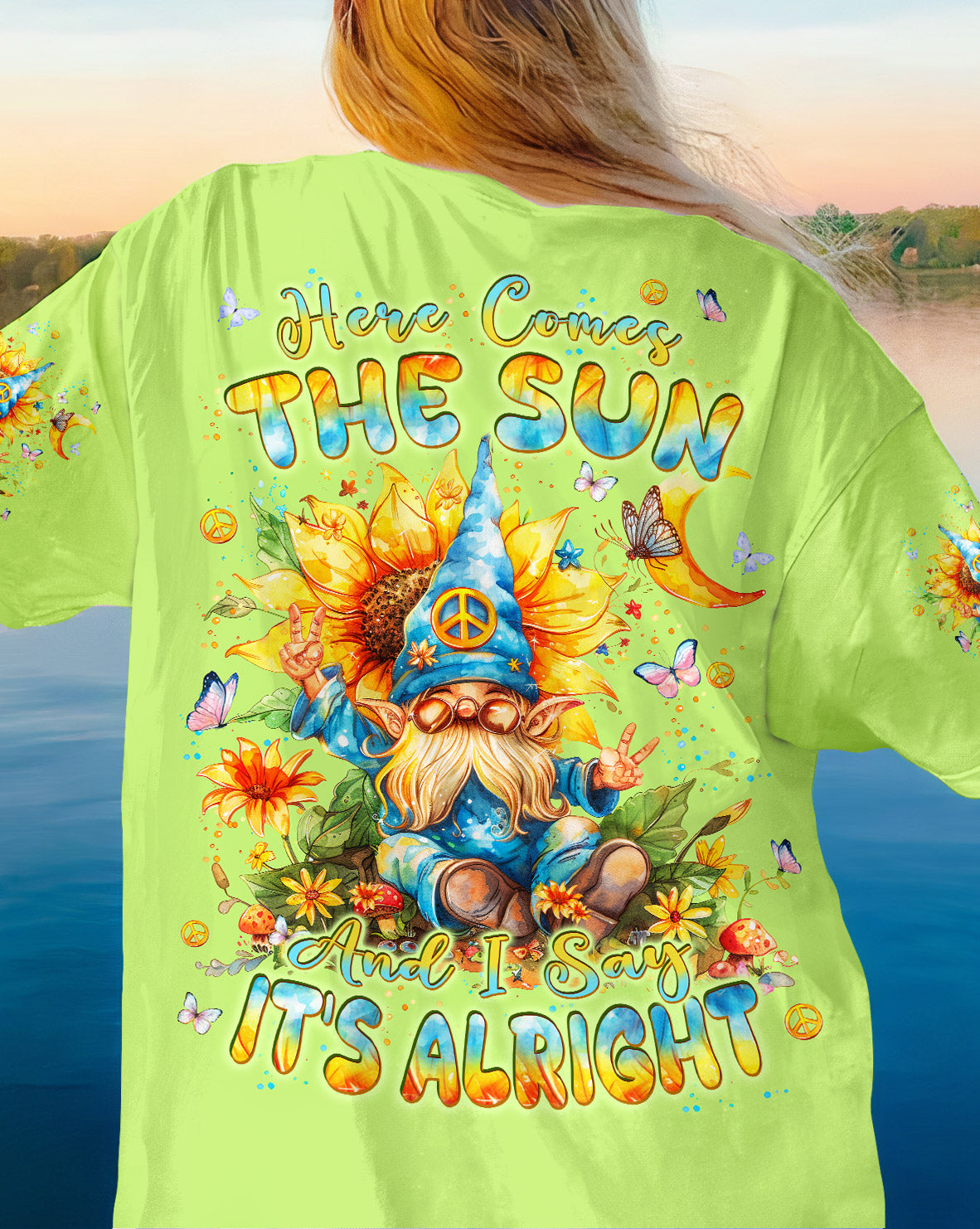 HERE COMES THE SUN GNOME SUNFLOWER ALL OVER PRINT - TLPQ1206241