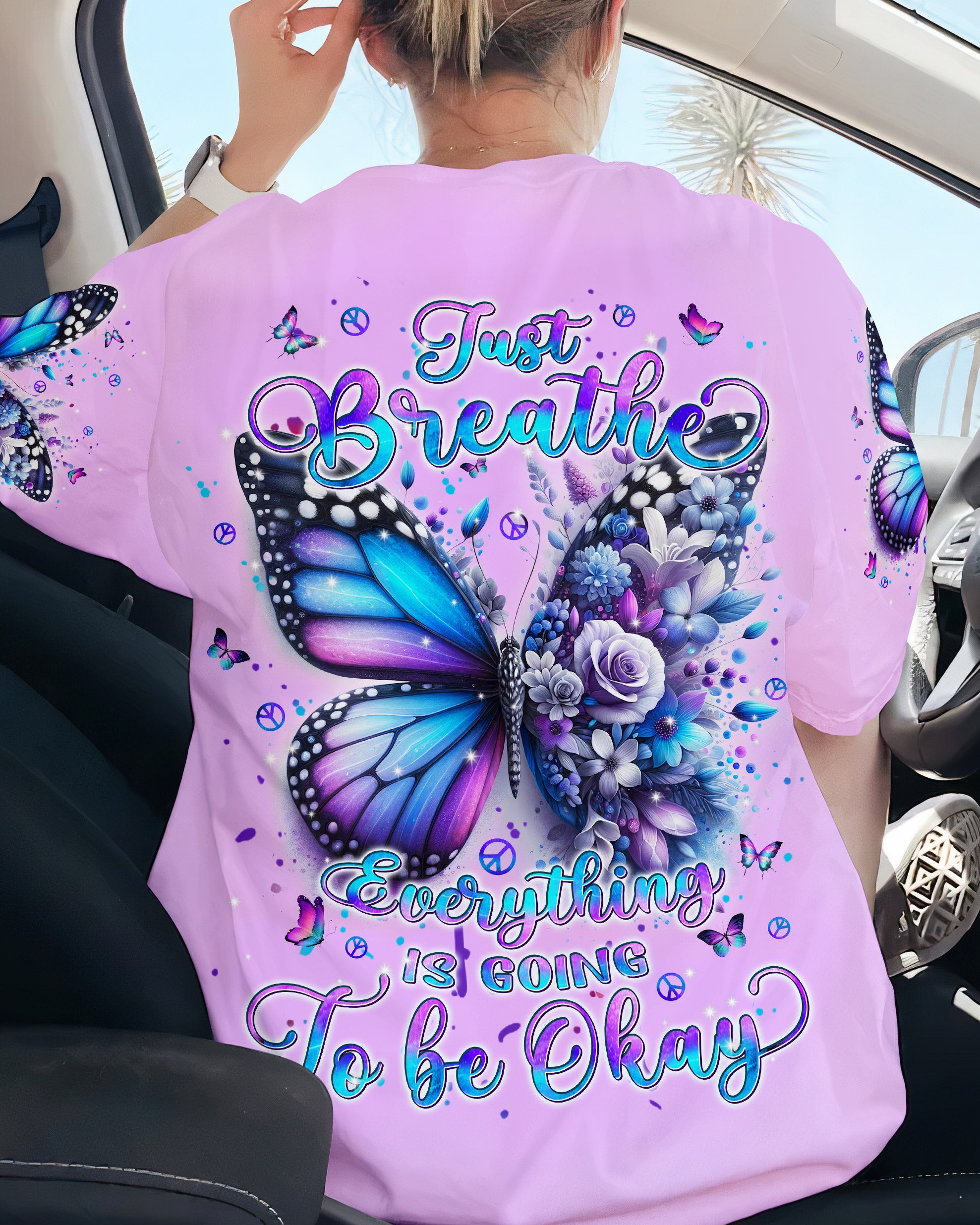 JUST BREATHE BUTTERFLY FLOWER ALL OVER PRINT - TLPQ1604241