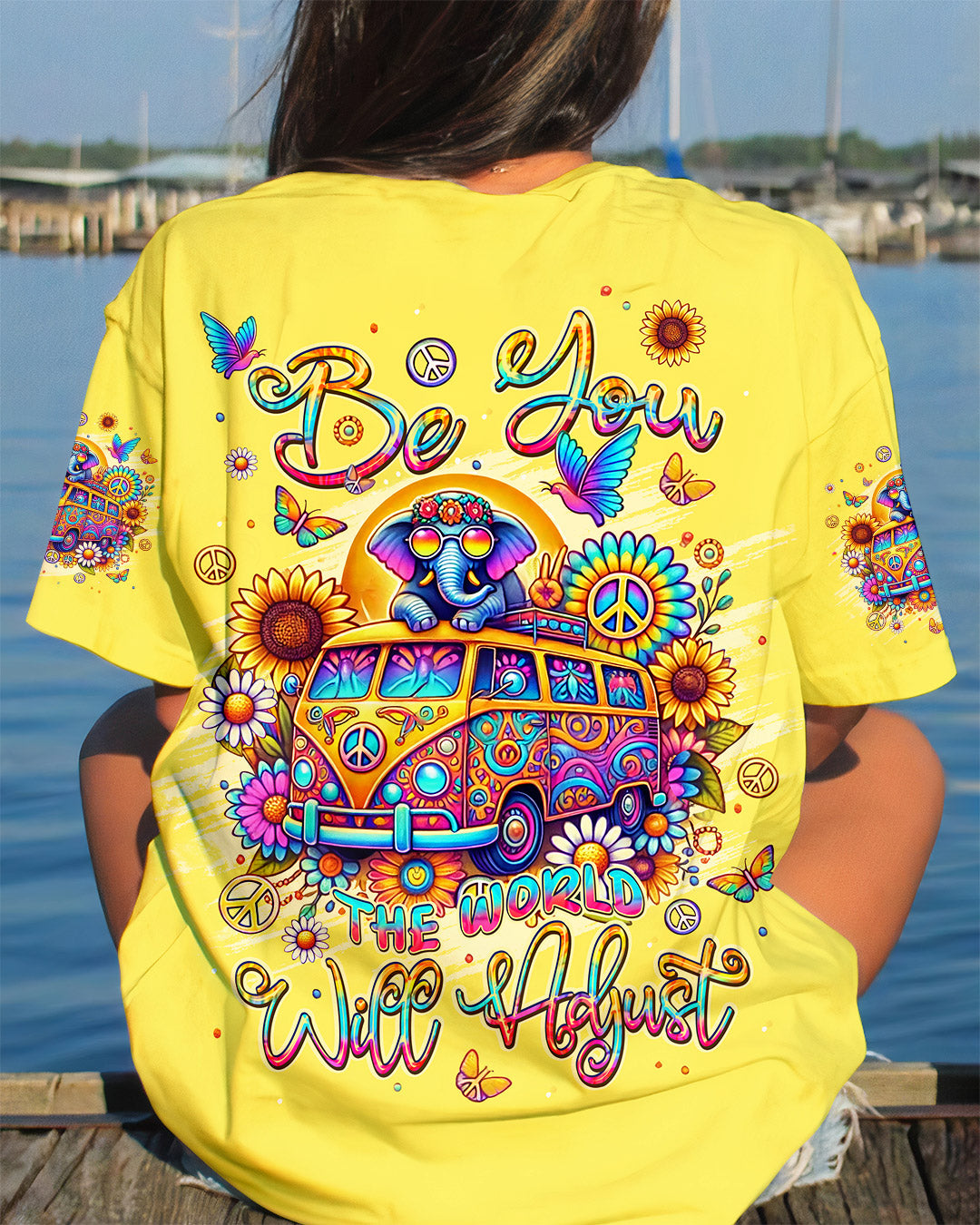 BE YOU THE WORLD WILL ADJUST ELEPHANT BUS ALL OVER PRINT - TLPQ2208243