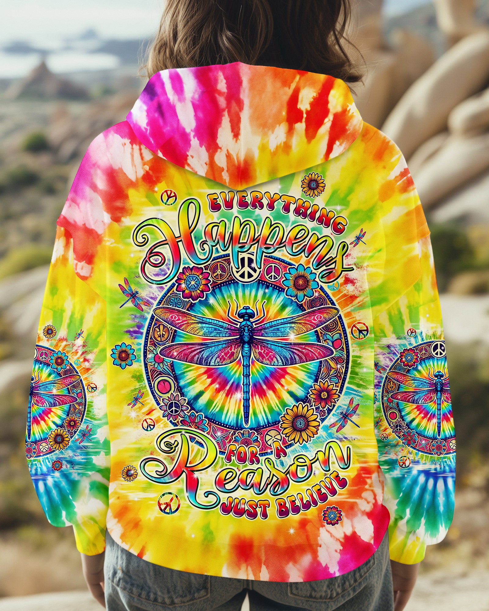 JUST BELIEVE DRAGONFLY TIE DYE ALL OVER PRINT - TLPQ2808242