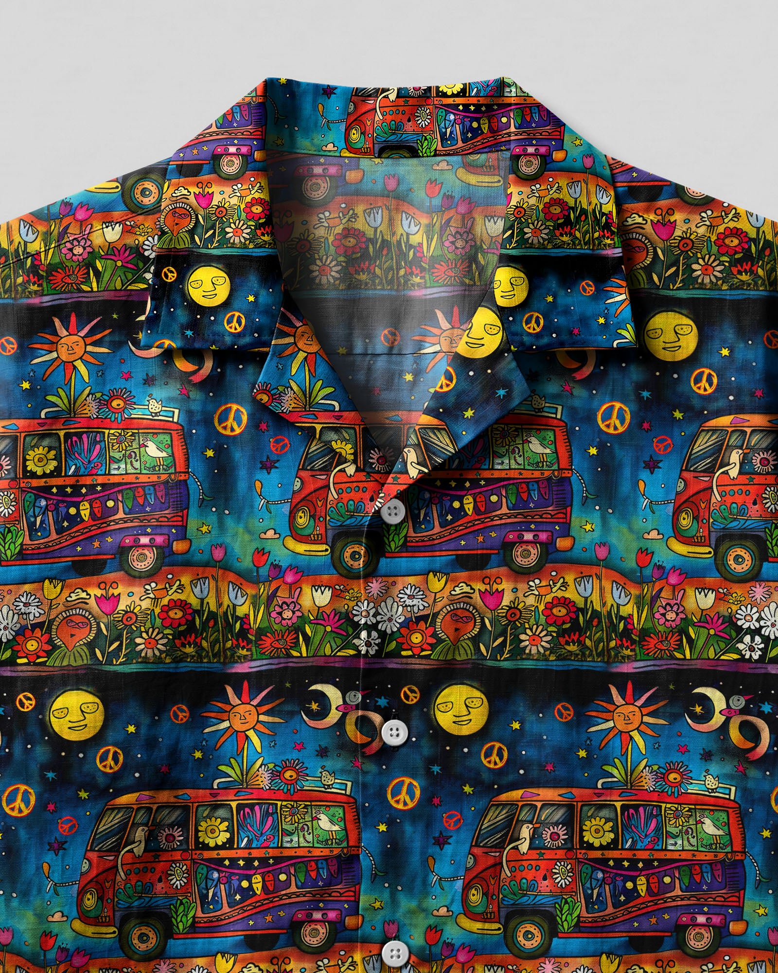 HIPPIE BUS FLOWER CAMP SHIRT - TLTW0904251