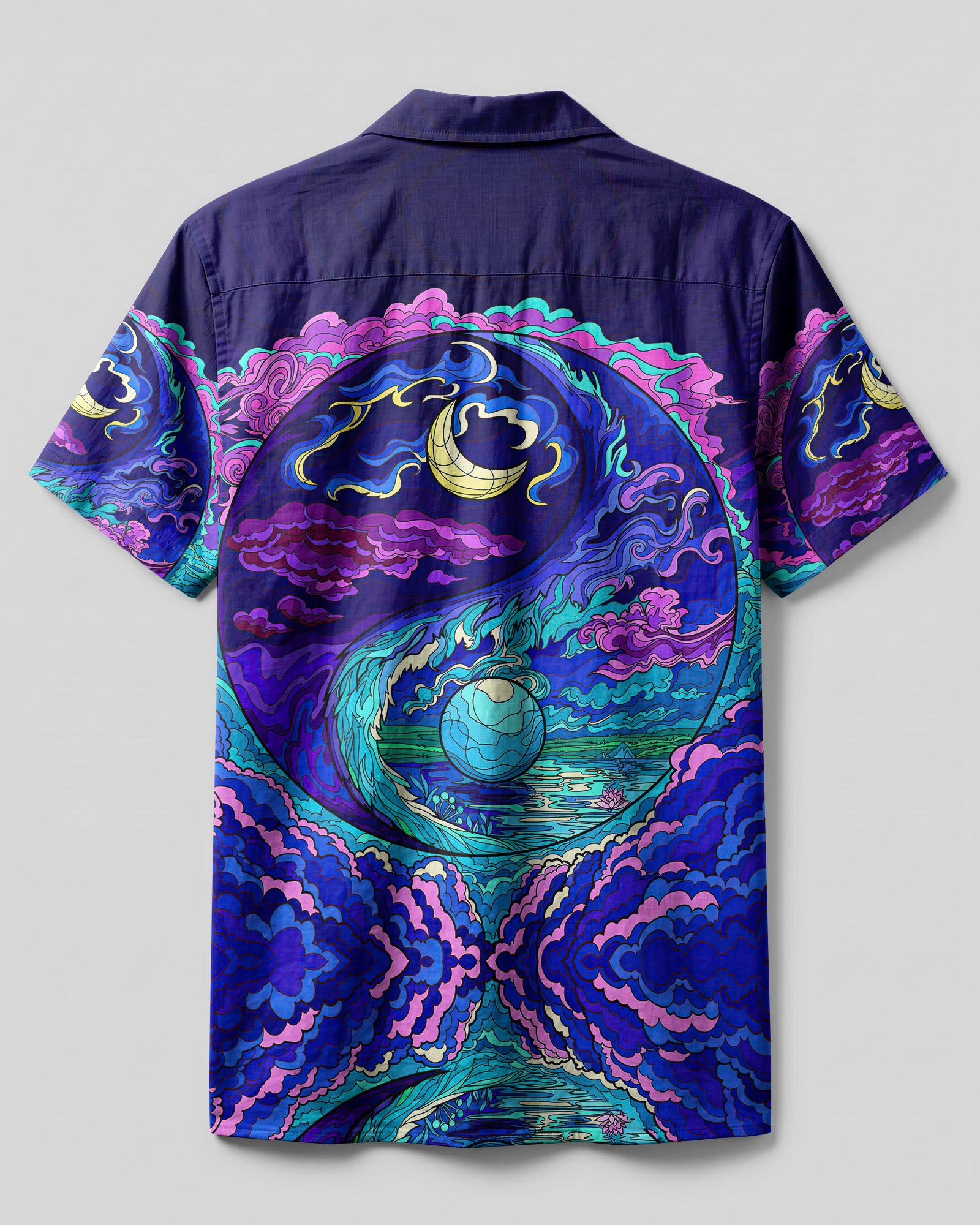 YIN YANG MOON AND SUN PSYCHEDELIC CAMP SHIRT - TLTW1906231