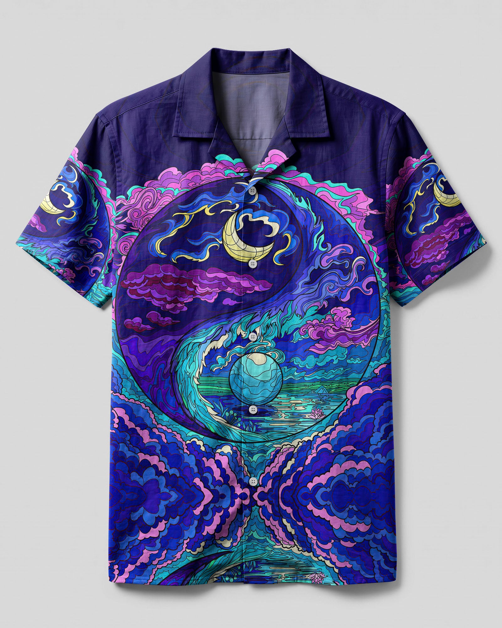 YIN YANG MOON AND SUN PSYCHEDELIC CAMP SHIRT - TLTW1906231