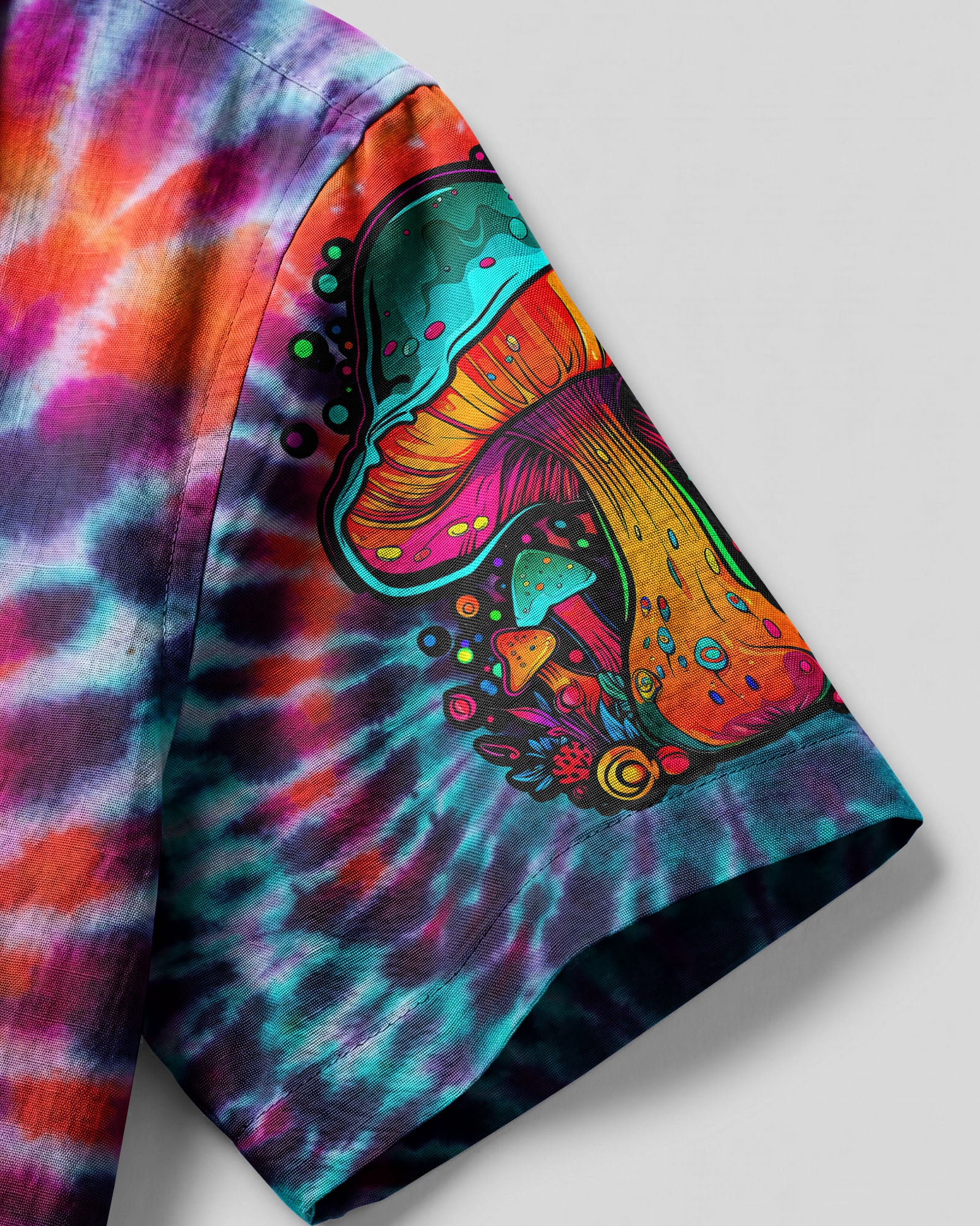 EAT MUSHROOMS SEE THE UNIVERSE TIE DYE CAMP SHIRT - TLTW2707235