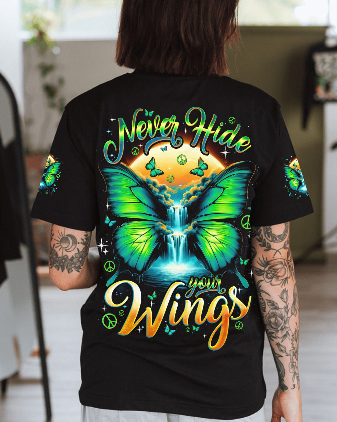 NEVER HIDE YOUR WINGS BUTTERFLY ALL OVER PRINT - TYQY0902262
