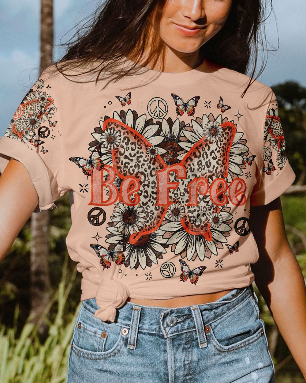 BE FREE LEOPARD BUTTERFLY ALL OVER PRINT - TLNO0707231