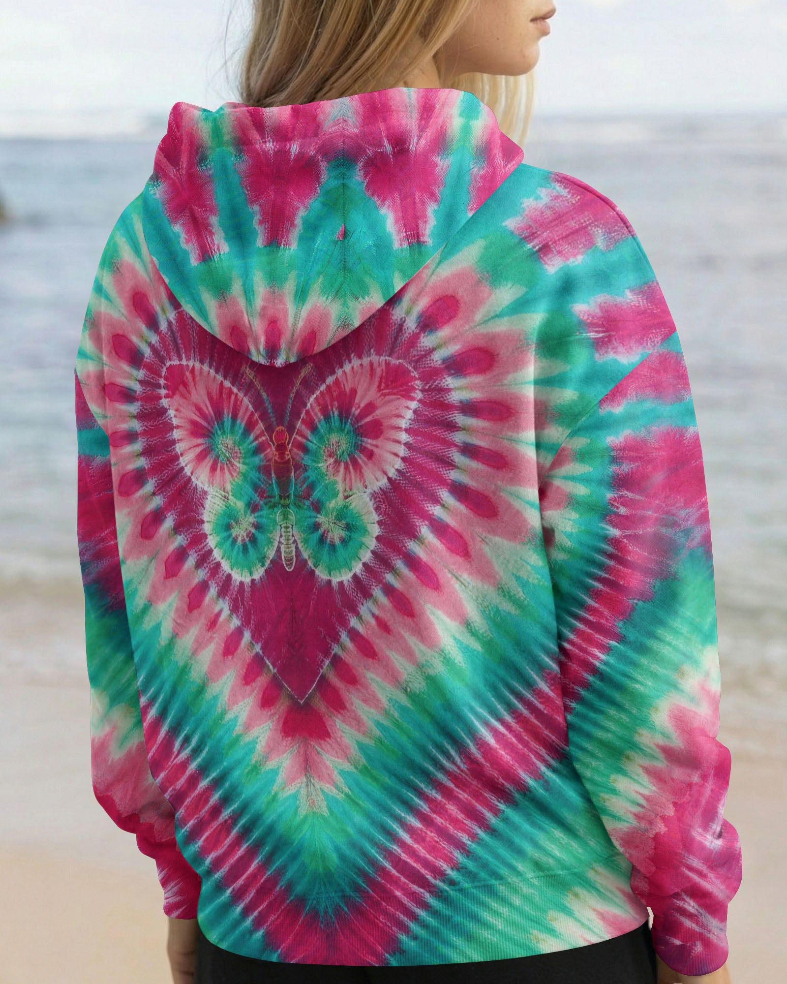 TEAL PINK BUTTERFLY HEART ALL OVER PRINT - TYLN1603261