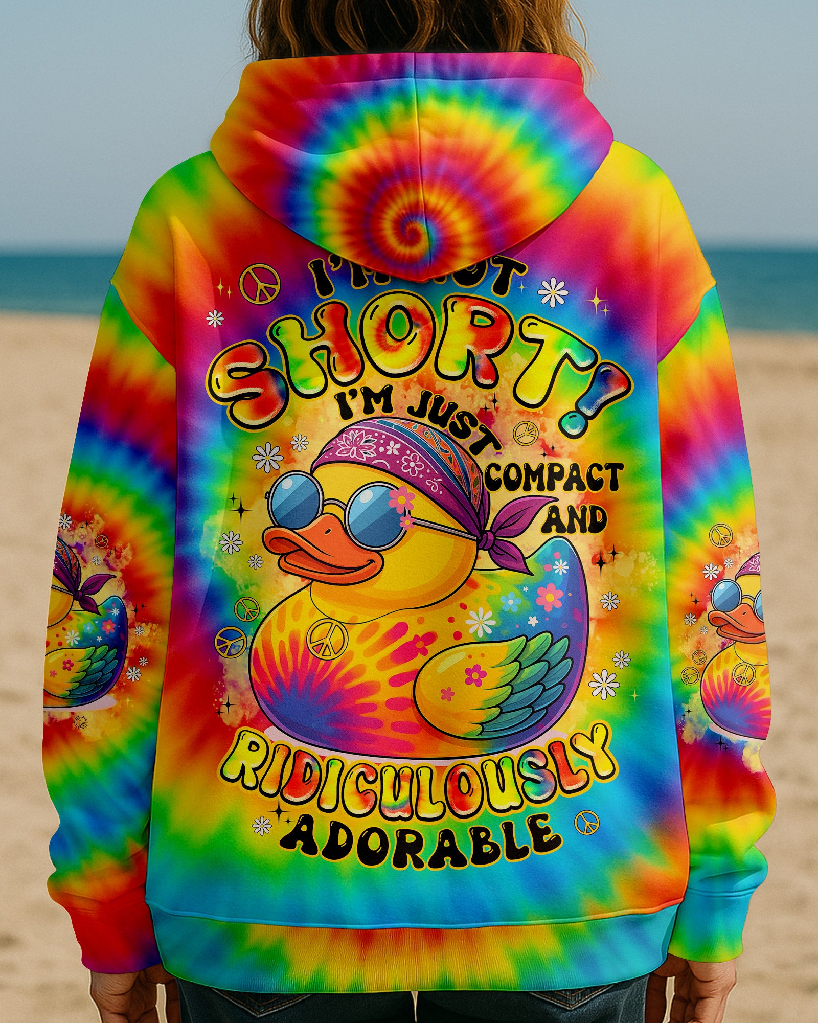 I'M NOT SHORT DUCK HIPPIE TIE DYE ALL OVER PRINT - TYPQ0108251