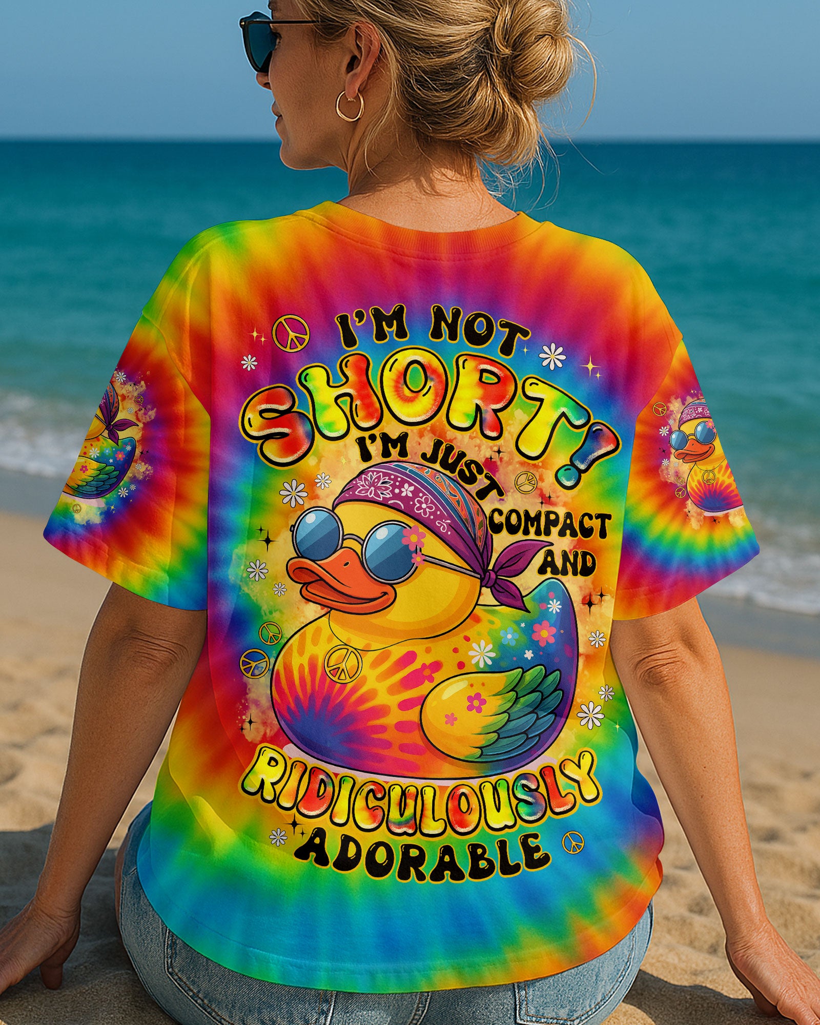 I'M NOT SHORT DUCK HIPPIE TIE DYE ALL OVER PRINT - TYPQ0108251