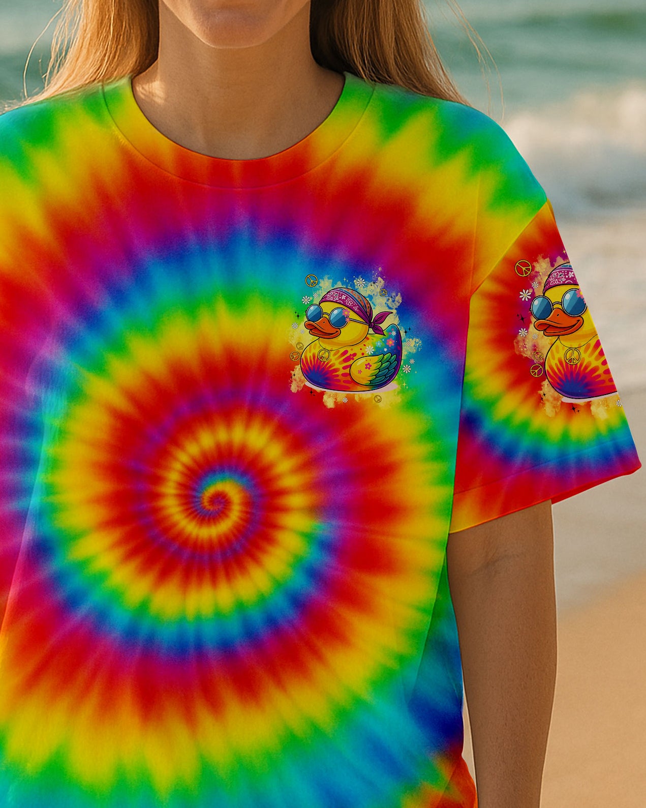 I'M NOT SHORT DUCK HIPPIE TIE DYE ALL OVER PRINT - TYPQ0108251