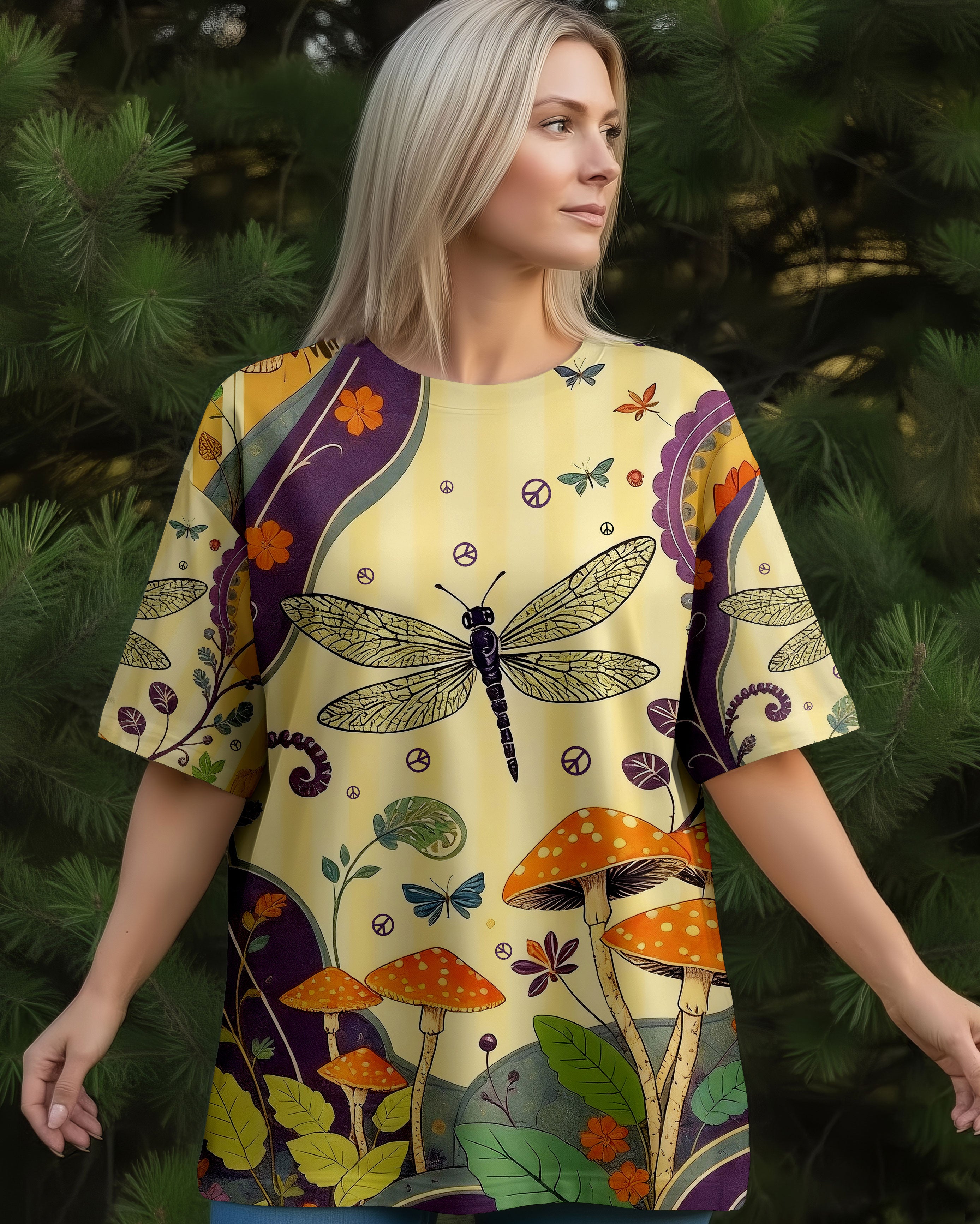 MUSHROOMS DRAGONFLIES ALL OVER PRINT - TYPQ0112252