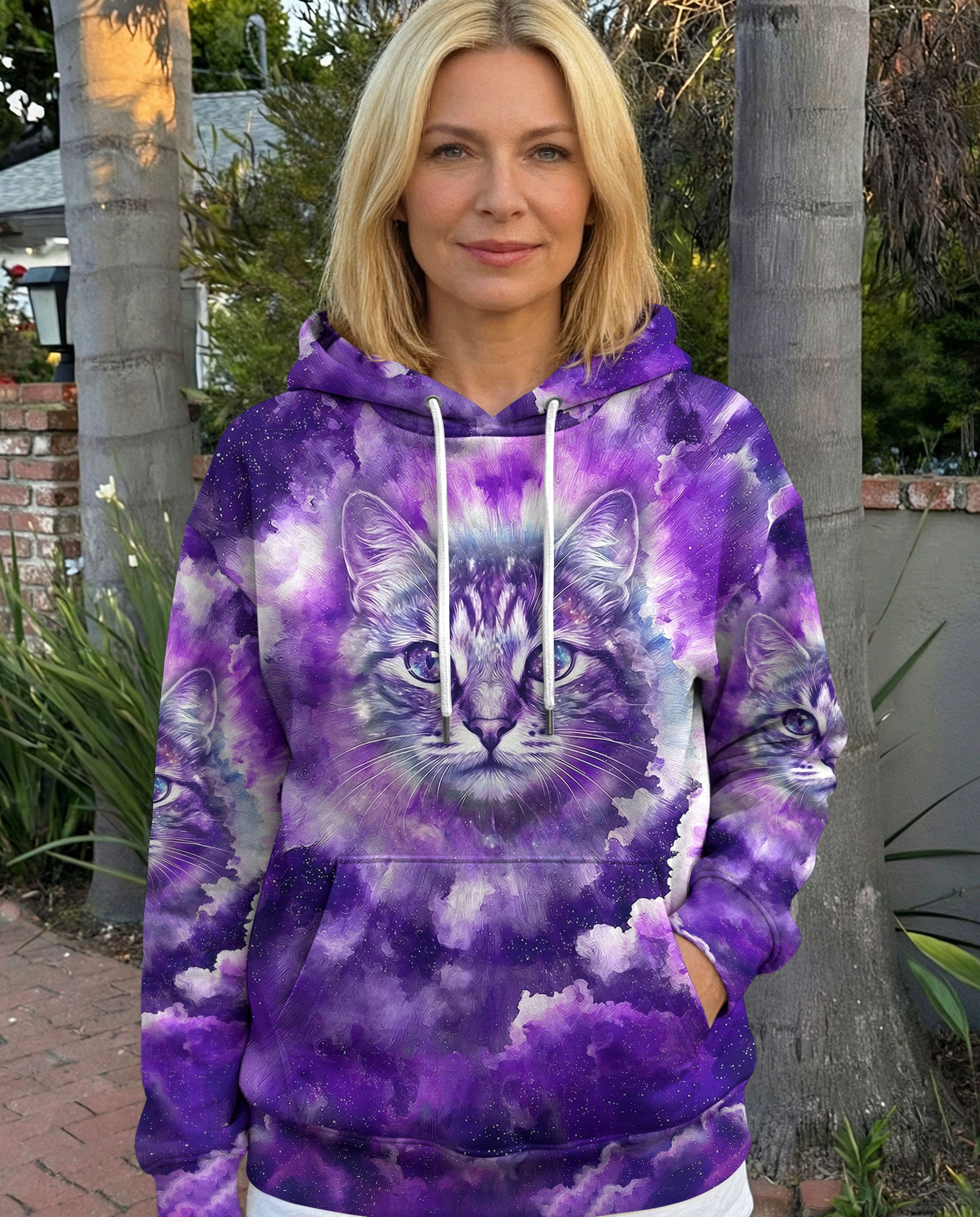 PURPLE UNIVERSE CAT ALL OVER PRINT - TYPQ0203263