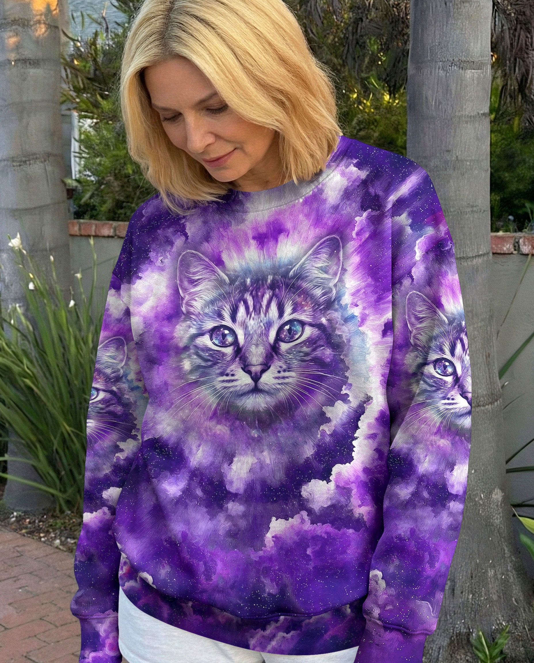 PURPLE UNIVERSE CAT ALL OVER PRINT - TYPQ0203263
