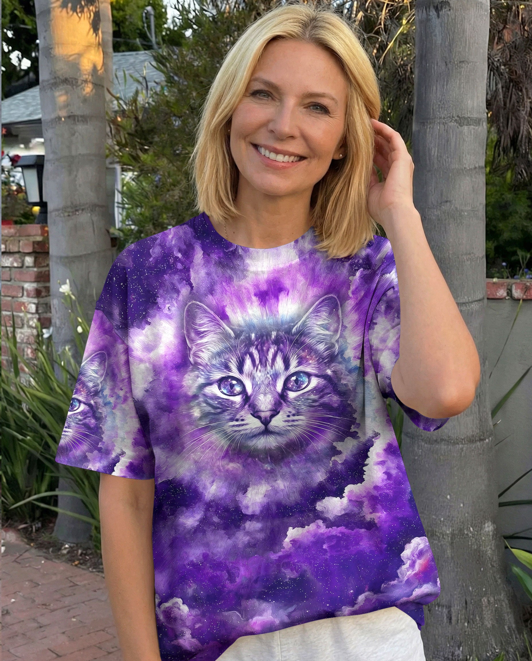 PURPLE UNIVERSE CAT ALL OVER PRINT - TYPQ0203263