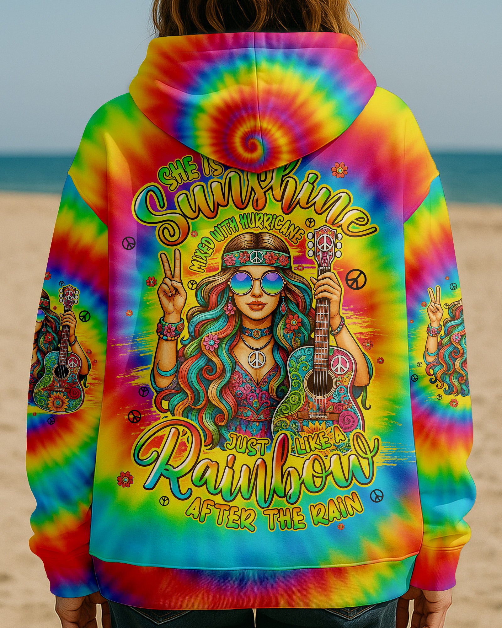 SHE IS SUNSHINE MIXED WITH HURRICANE TIE DYE ALL OVER PRINT - TYPQ0307252