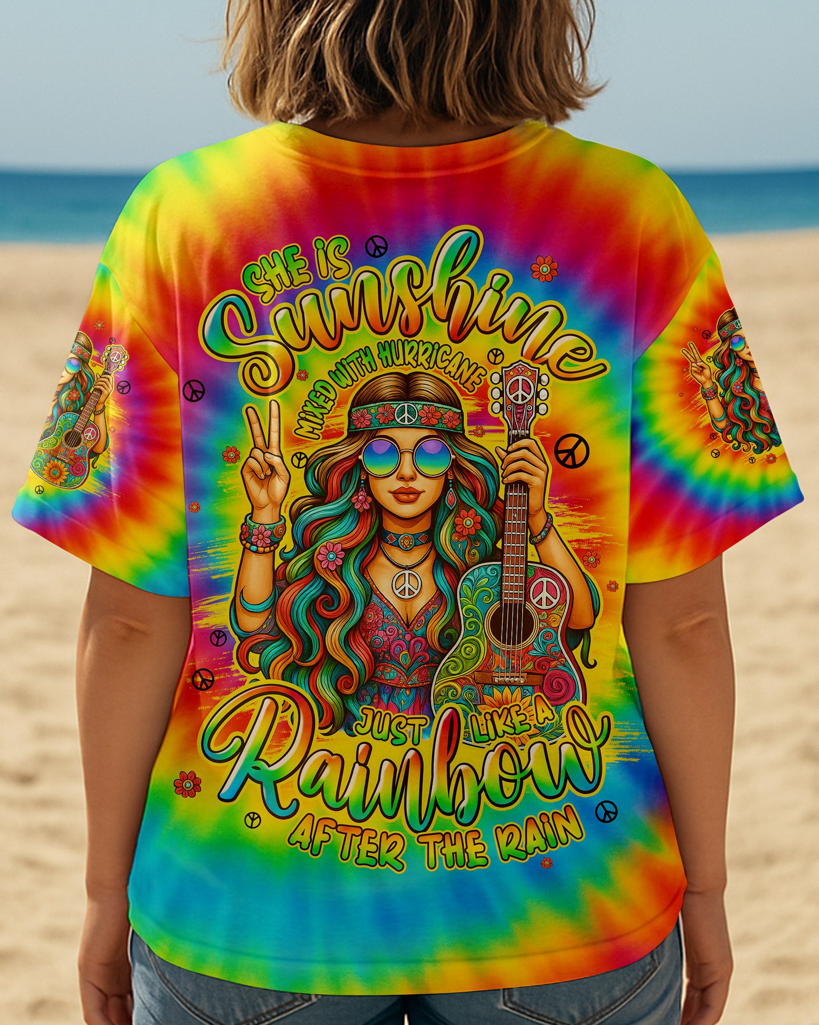 SHE IS SUNSHINE MIXED WITH HURRICANE TIE DYE ALL OVER PRINT - TYPQ0307252