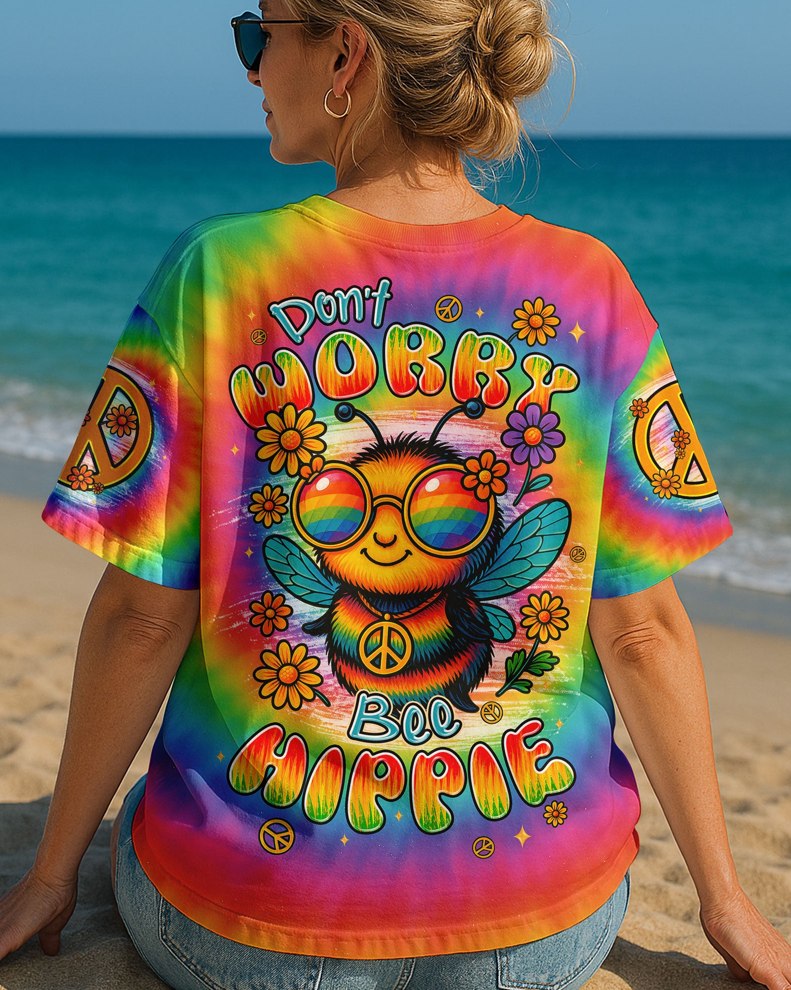 DON'T WORRY BEE HIPPIE TIE DYE ALL OVER PRINT - TYPQ0406252