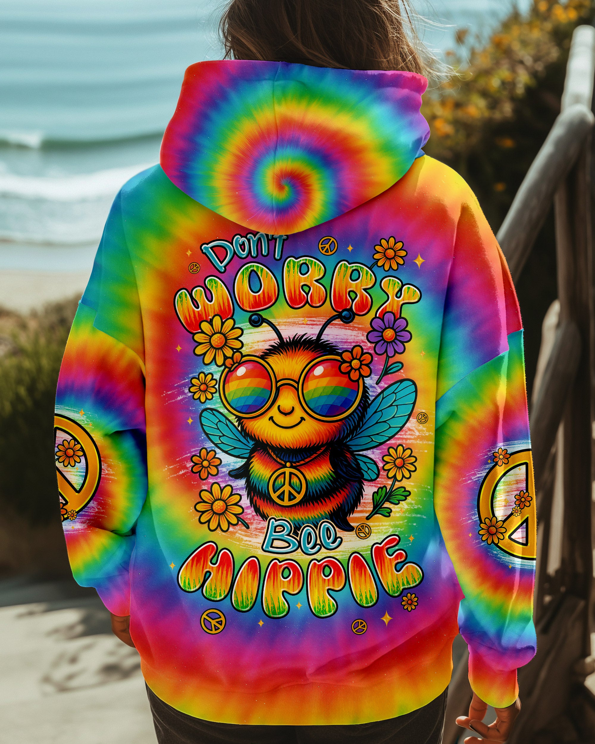 DON'T WORRY BEE HIPPIE TIE DYE ALL OVER PRINT - TYPQ0406252