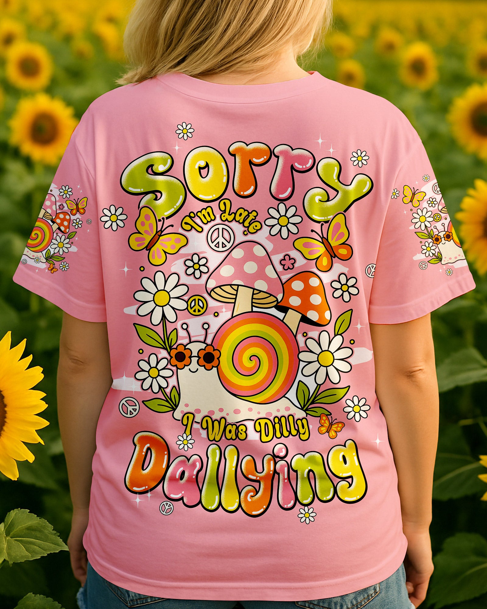 SORRY I'M LATE I WAS DILLY DALLYING SNAIL HIPPIE ALL OVER PRINT - TYPQ0407253