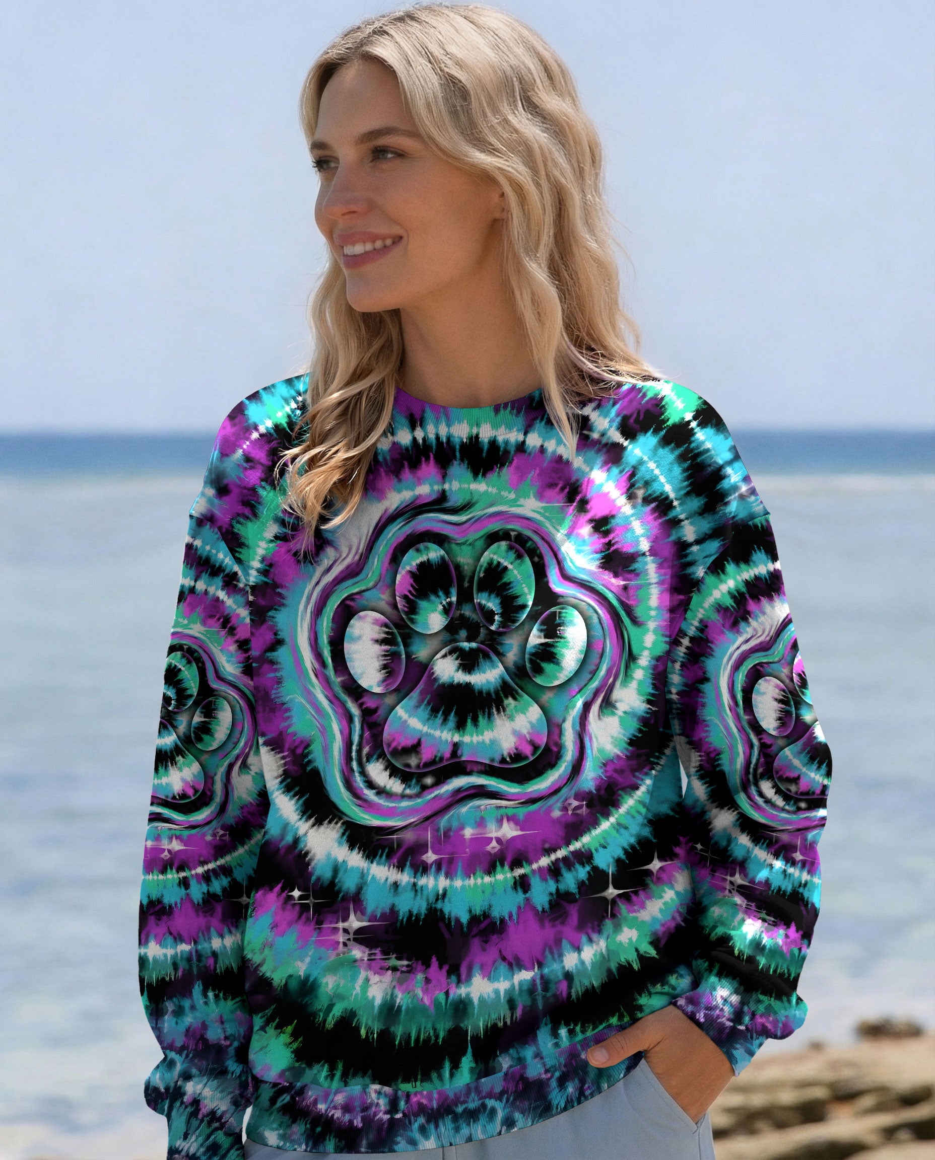 TEAL VIOLET PAW ALL OVER PRINT - TYPQ0503261