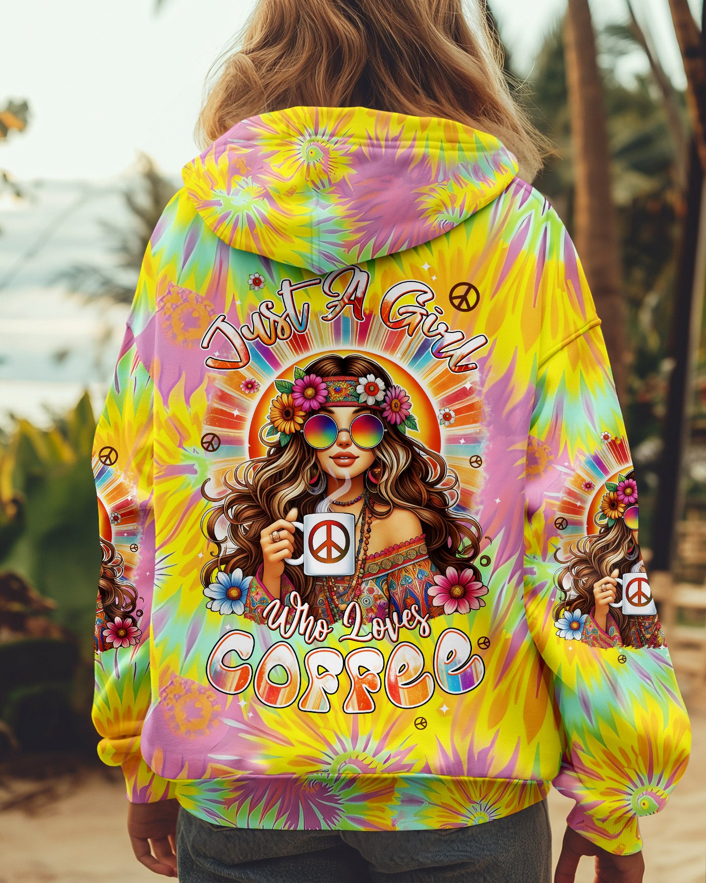 JUST A GIRL WHO LOVES COFFEE TIE DYE ALL OVER PRINT - TYPQ0506251
