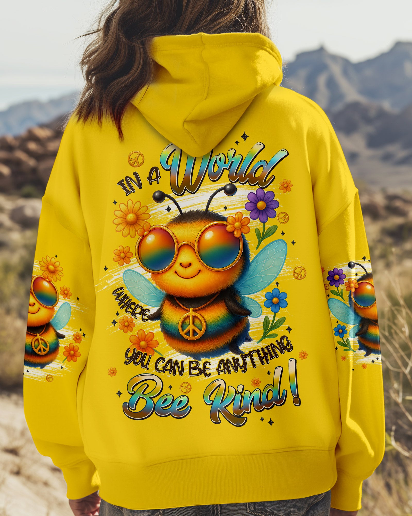 IN A WORLD WHERE YOU CAN BE ANYTHING BEE KIND ALL OVER PRINT - TYPQ0506253