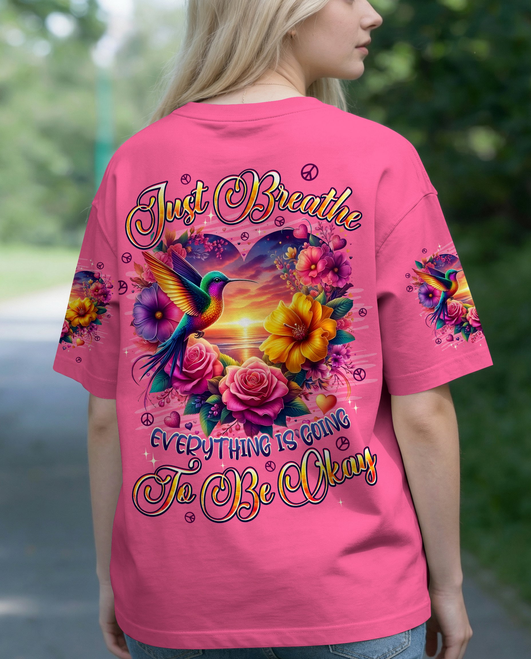 JUST BREATHE HUMMINGBIRD ALL OVER PRINT - TYPQ0602262